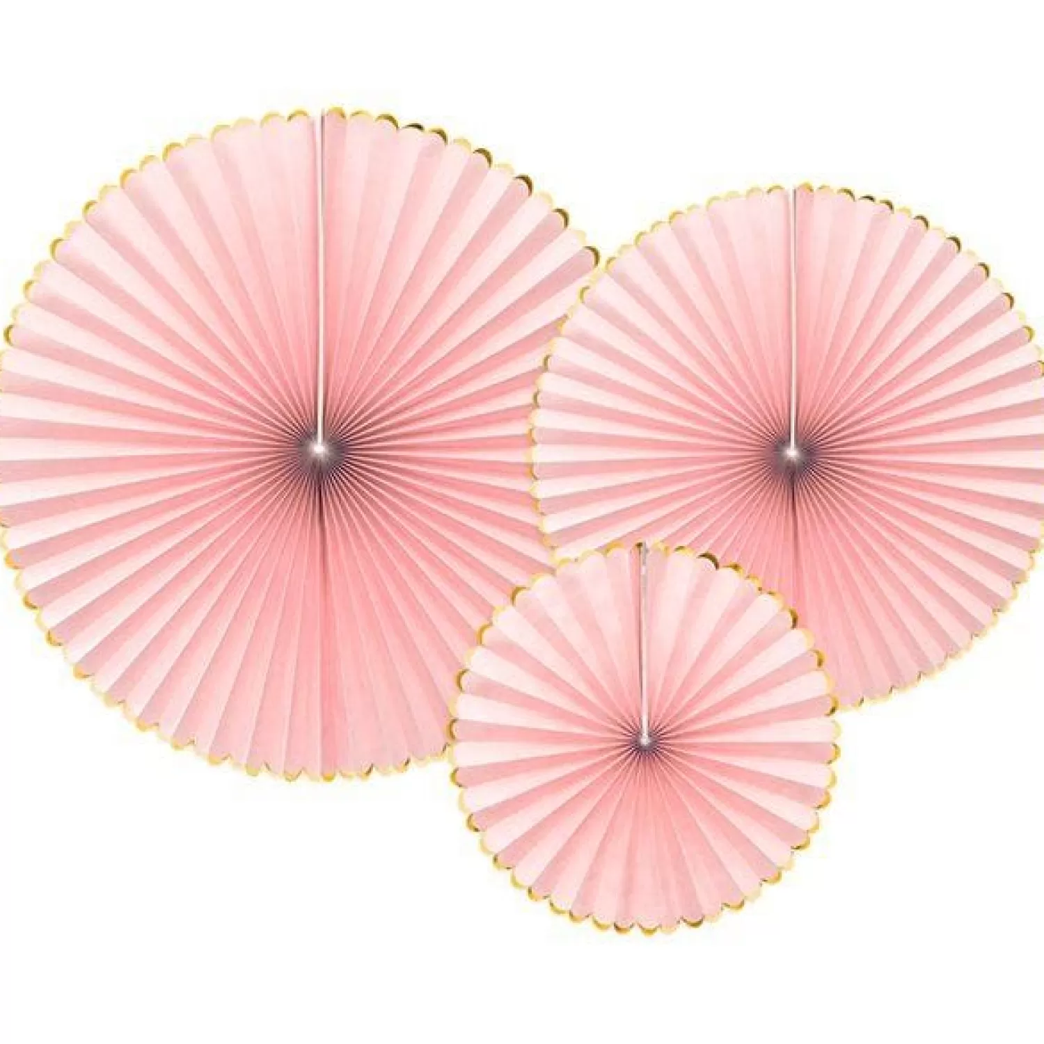 Shop Party Delights Pastel Pink & Gold Paper Fans (3Pk)