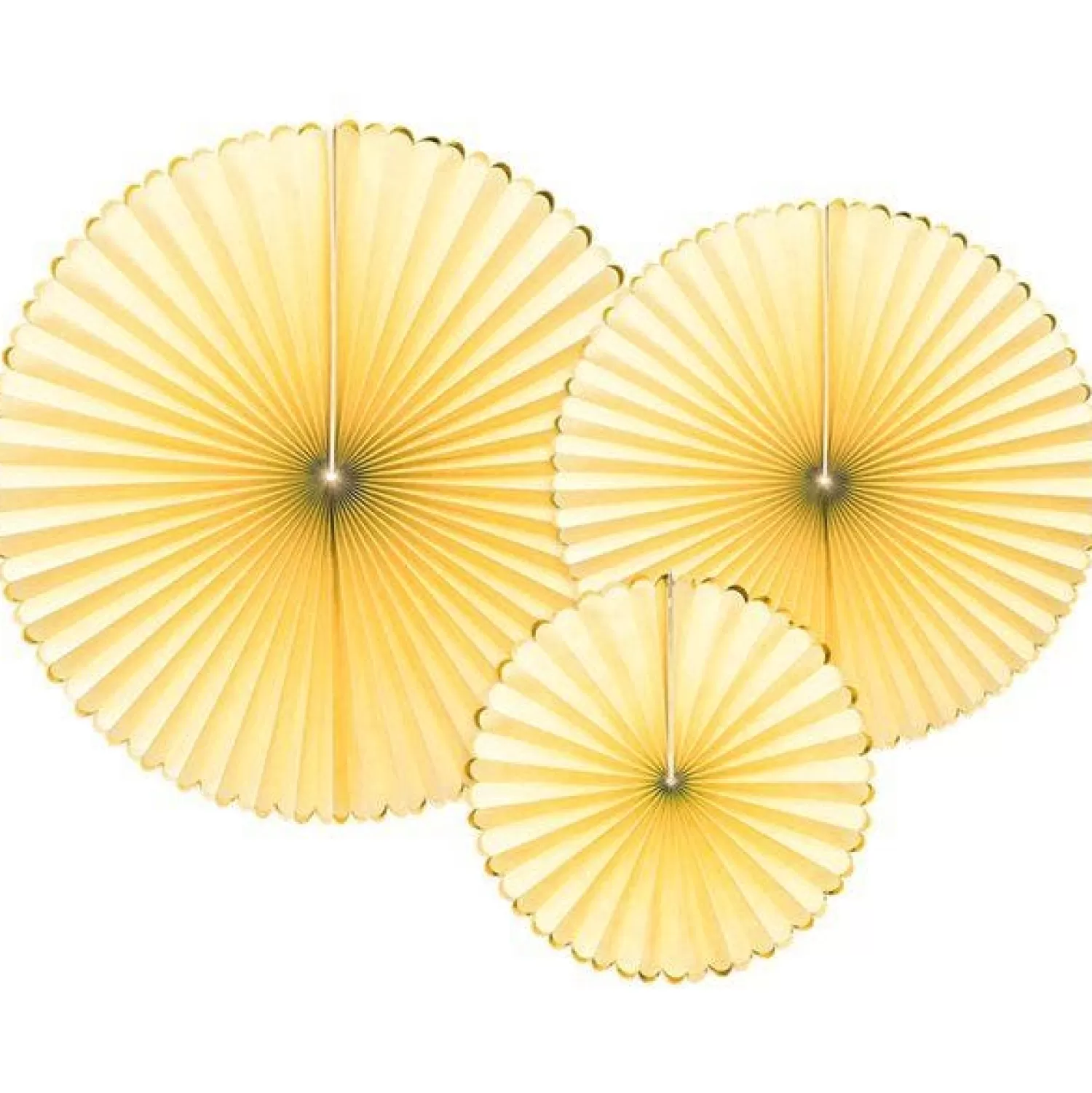 Cheap Party Delights Pastel Yellow & Gold Paper Fans (3Pk)