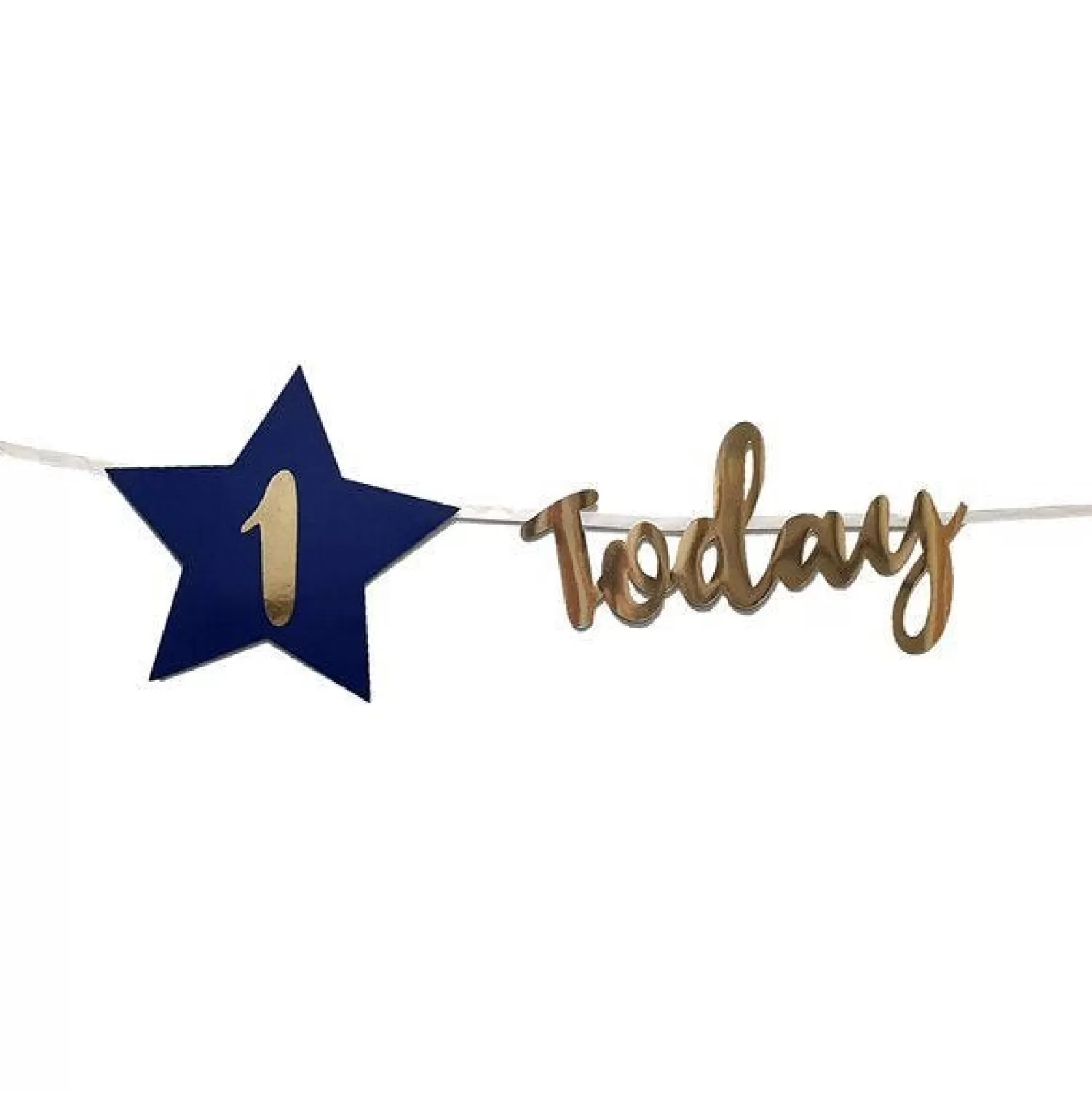 Cheap Party Delights Personalised Navy & Gold 'Today' Bunting With Stickers