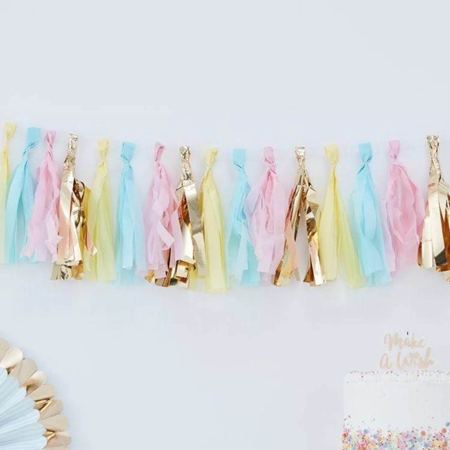 Fashion Party Delights Pick & Mix Pastel & Gold Tassel Garland - 2M