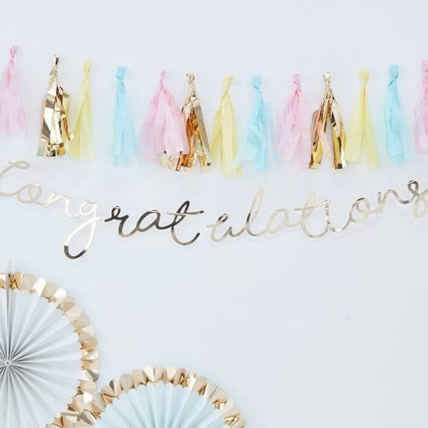 Hot Party Delights Pick & Mix Pastel Gold 'Congratulations' Banner - 1.5M