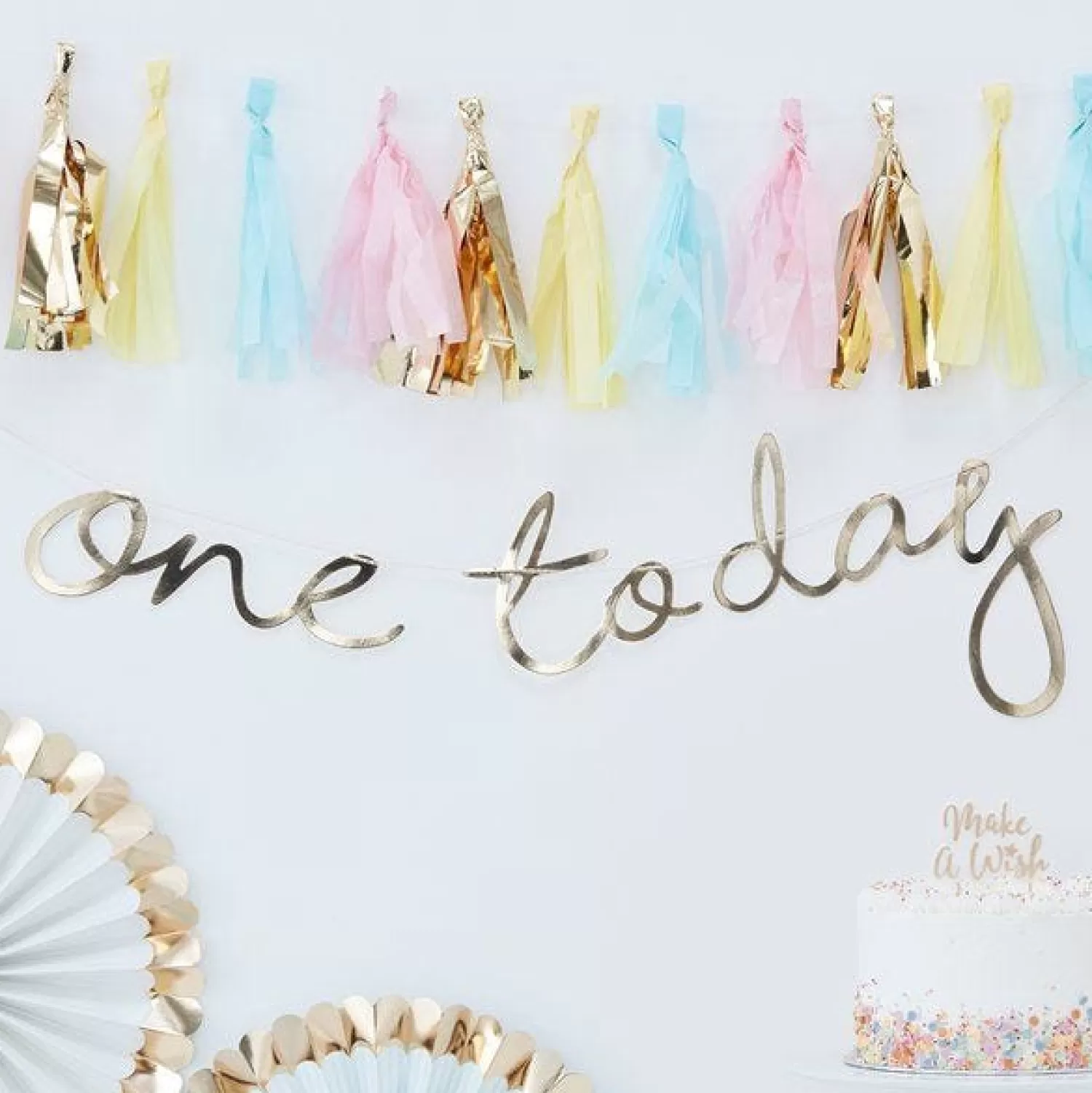 Best Party Delights Pick & Mix Pastel Gold 'One Today' Banner - 1.5M