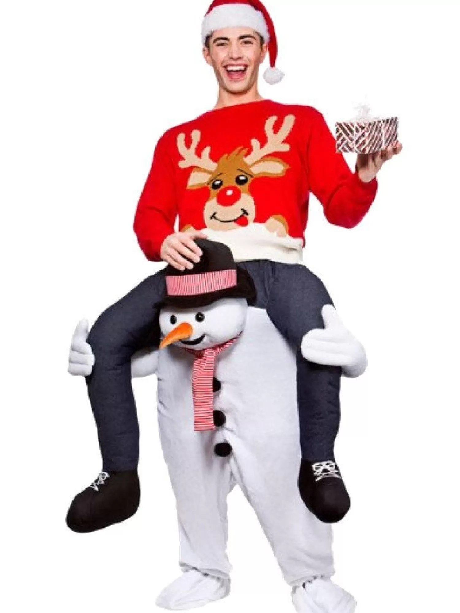 Piggyback Snowman - Adult Costume<Party Delights Outlet