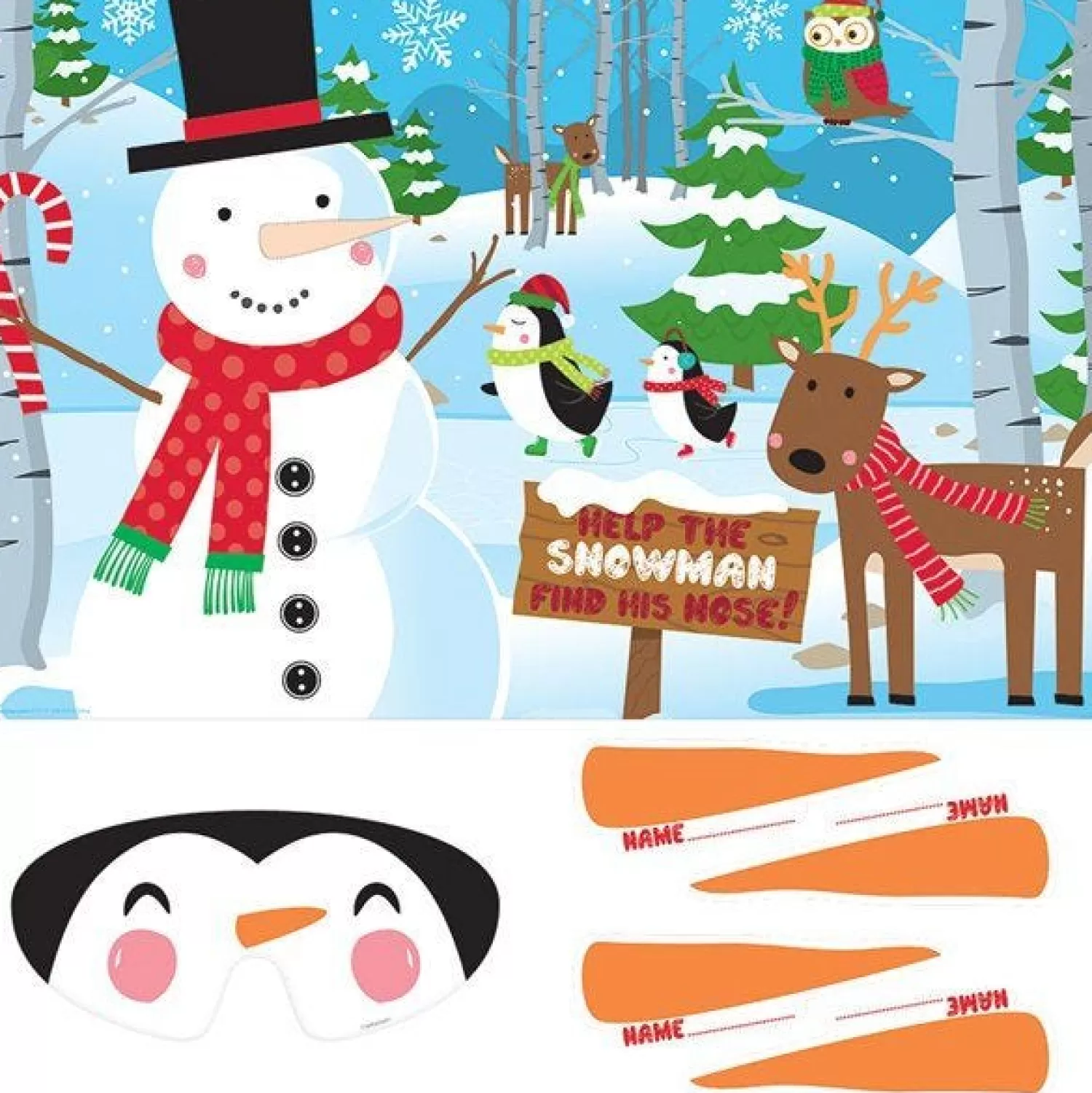 Pin The Nose On The Snowman Game<Party Delights Store