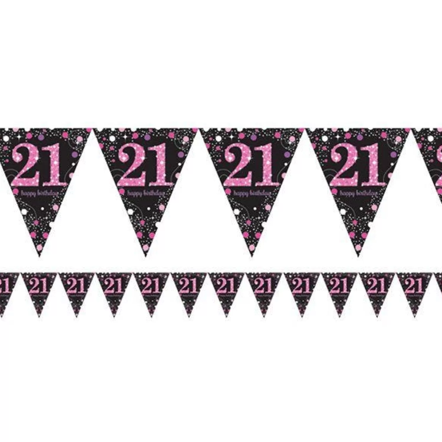 Sale Party Delights Pink Age 21 Holographic Plastic Bunting - 4M