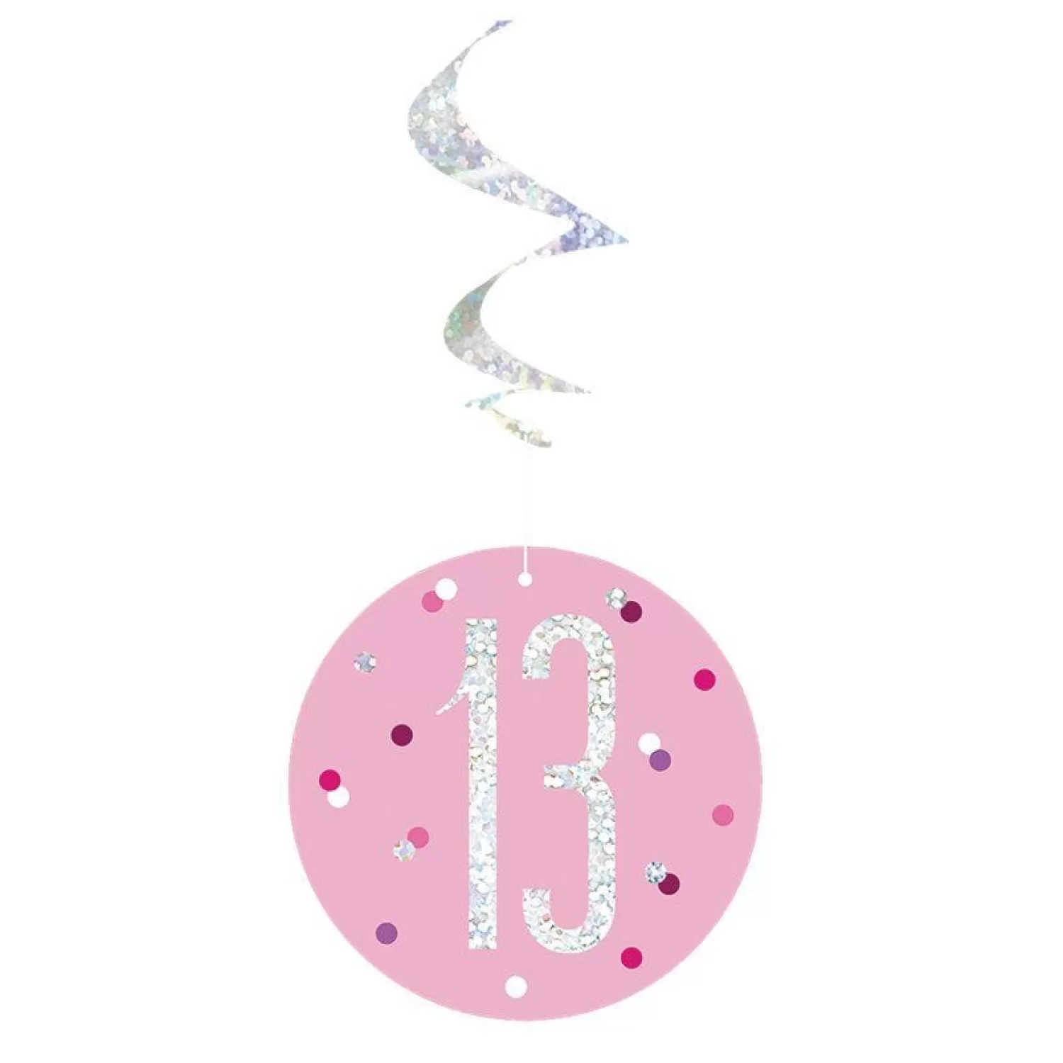 Hot Party Delights Pink Birthday Glitz Age 13 Hanging Swirls - 80Cm (6Pk)