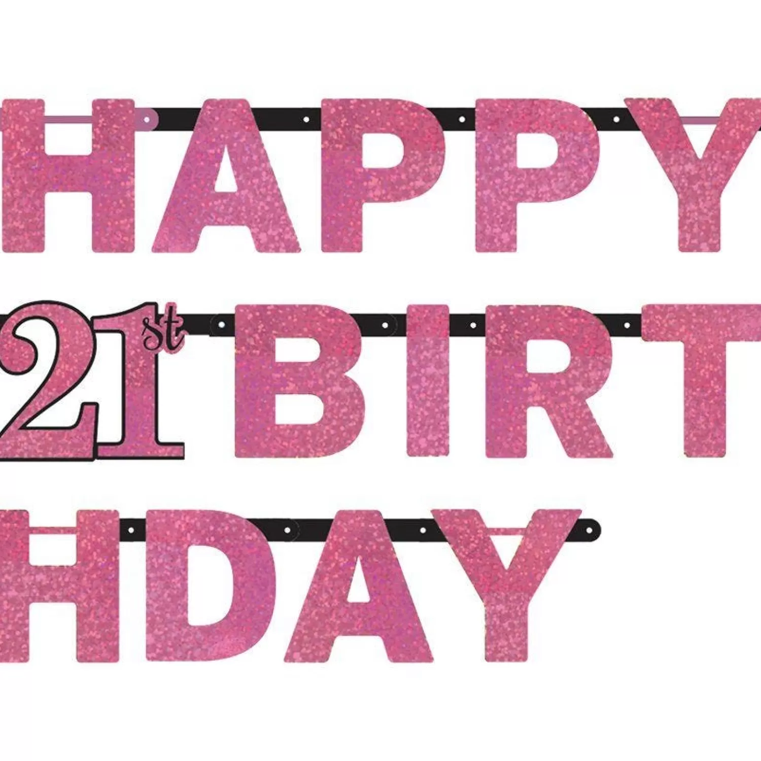 Outlet Party Delights Pink 'Happy 21St Birthday' Holographic Paper Letter Banner - 2M