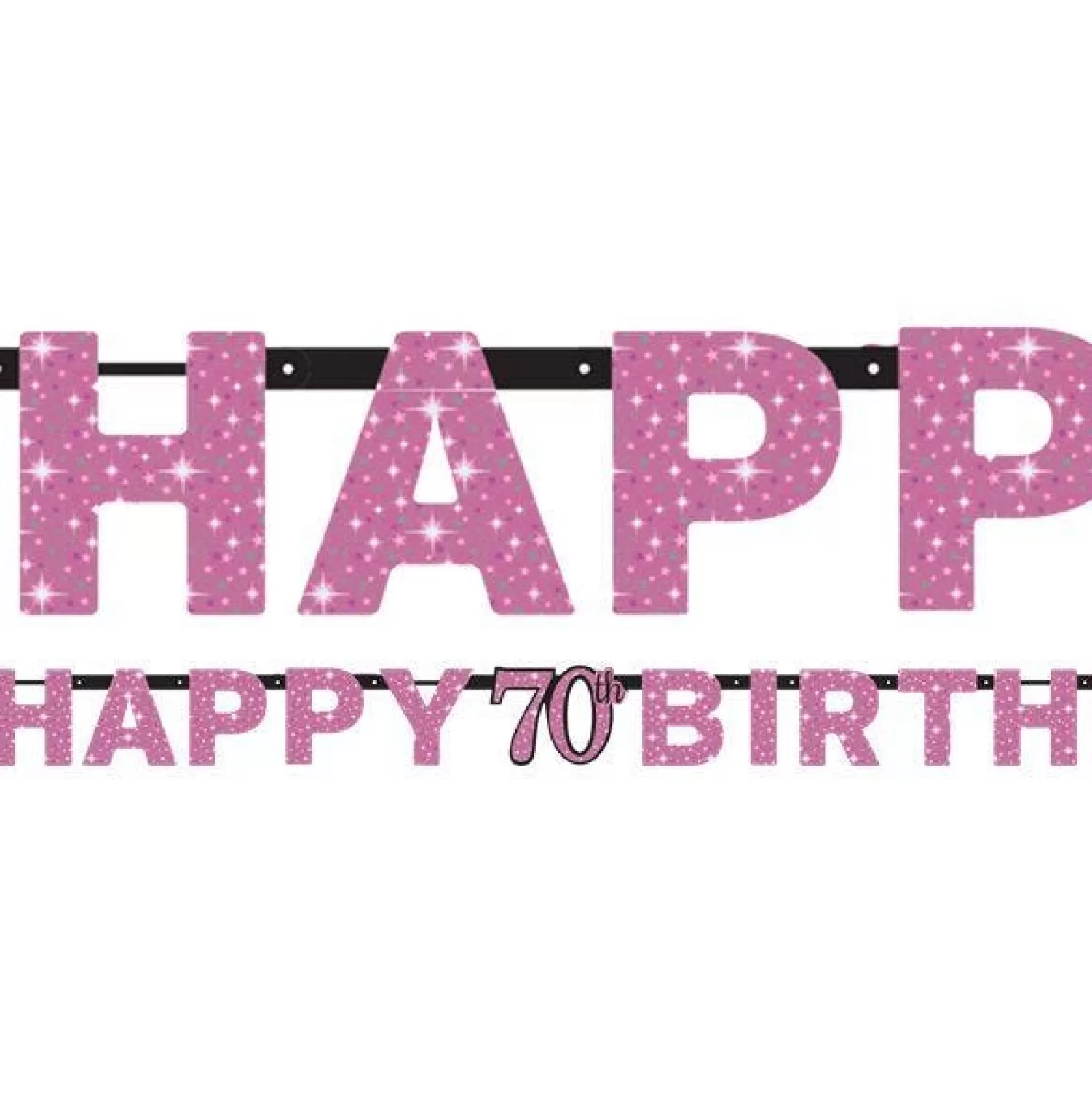 New Party Delights Pink 'Happy 70Th Birthday' Holographic Paper Letter Banner - 2M