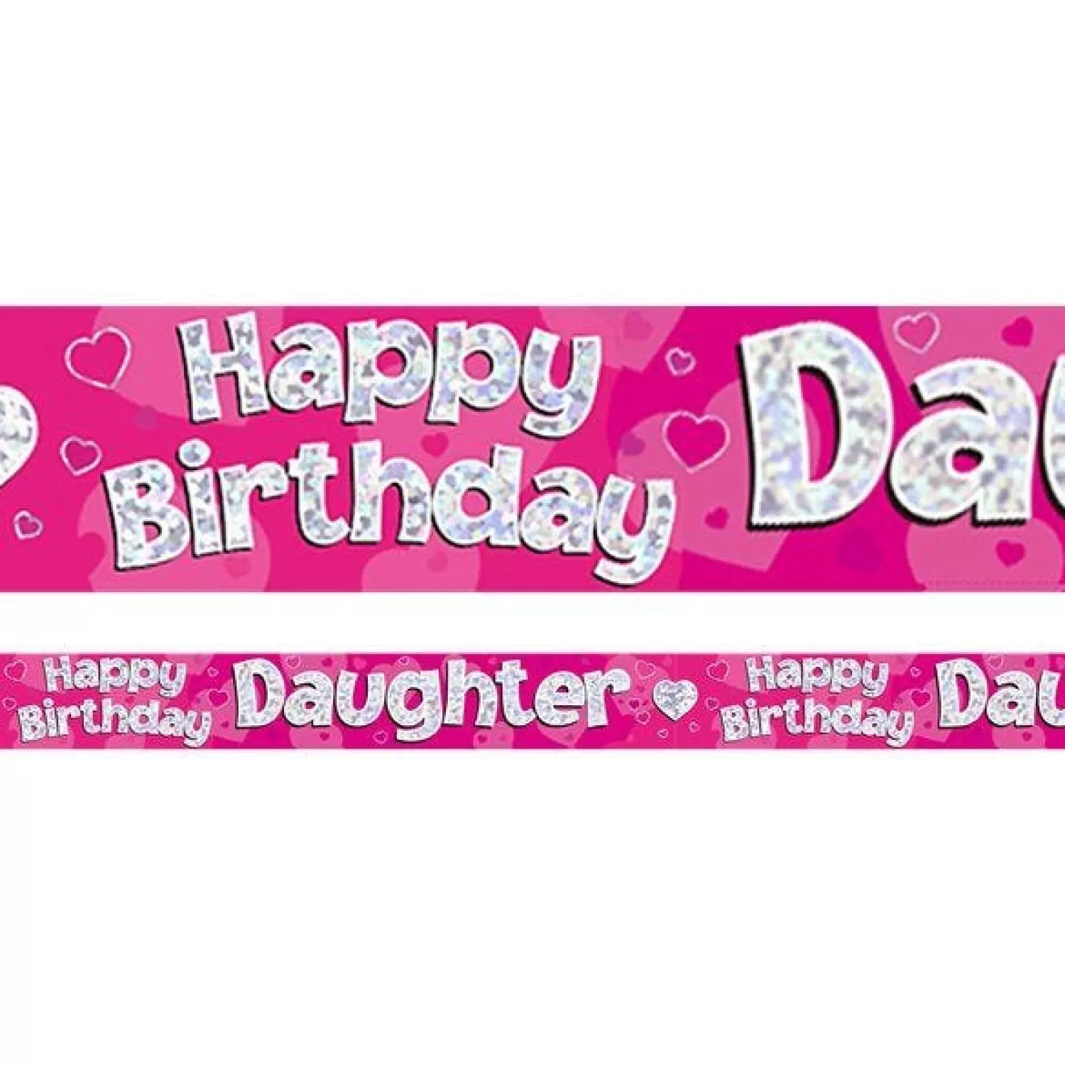 Sale Party Delights Pink 'Happy Birthday Daughter' Holographic Foil Banner - 2.7M