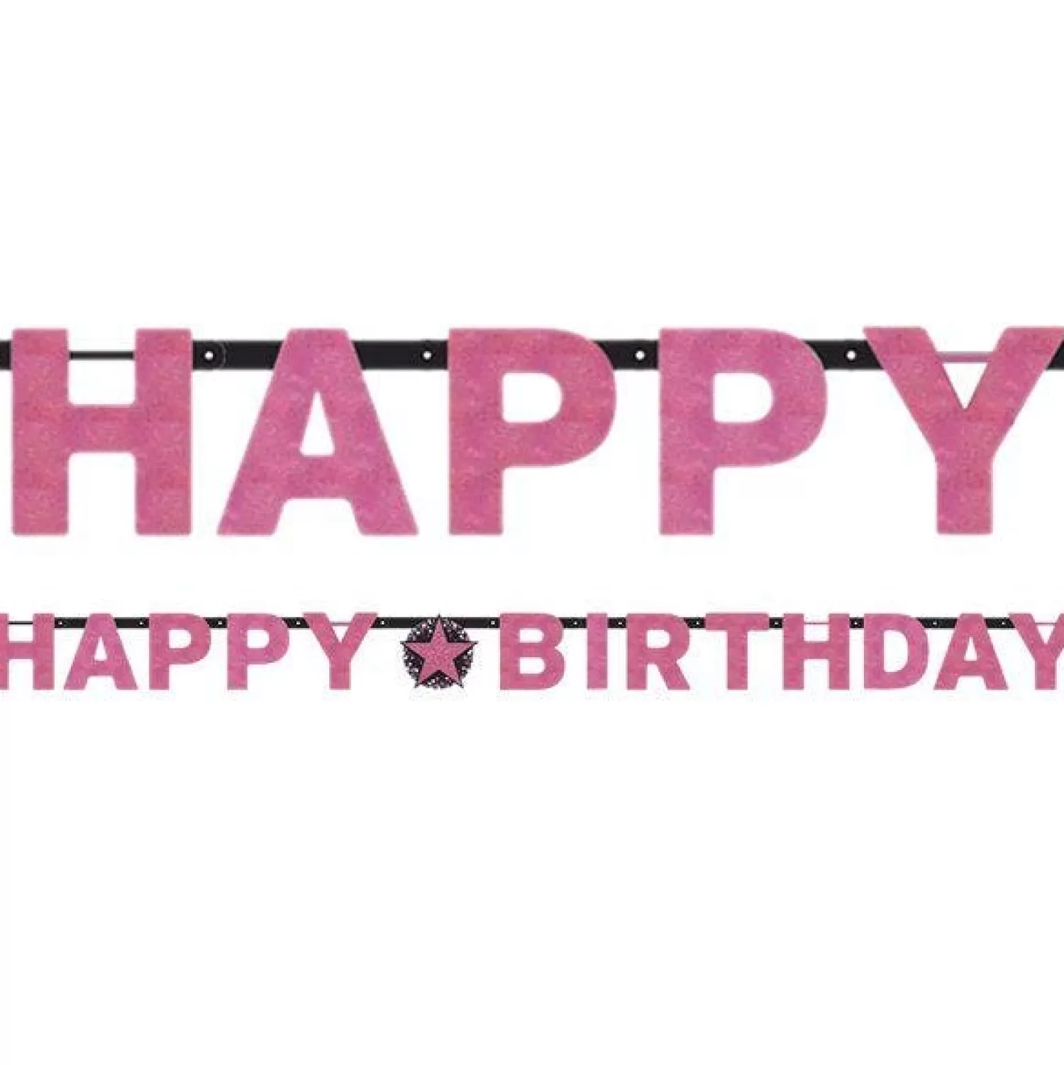 Cheap Party Delights Pink 'Happy Birthday' Holographic Paper Letter Banner - 2.1M