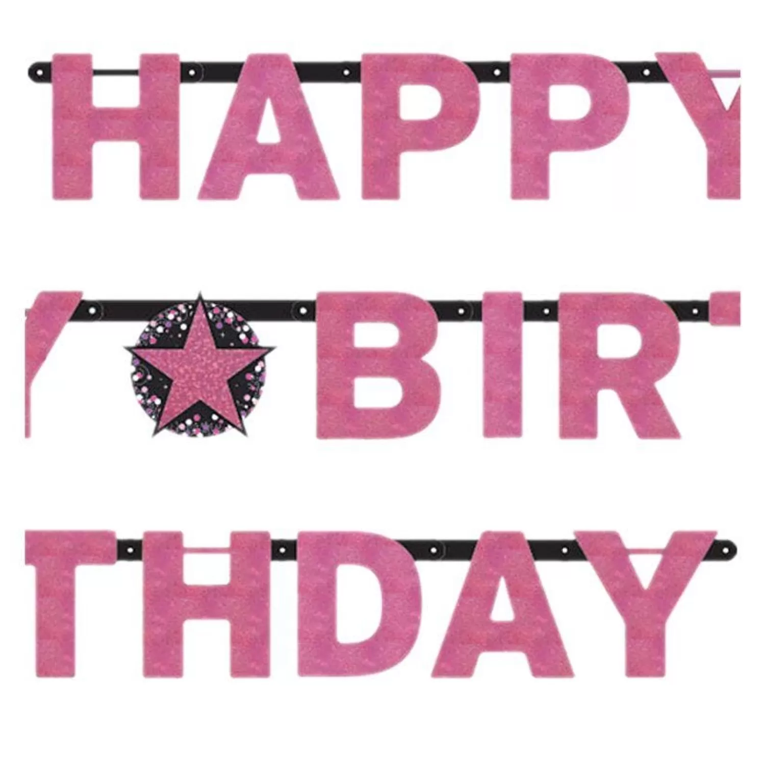 Cheap Party Delights Pink 'Happy Birthday' Holographic Paper Letter Banner - 2.1M