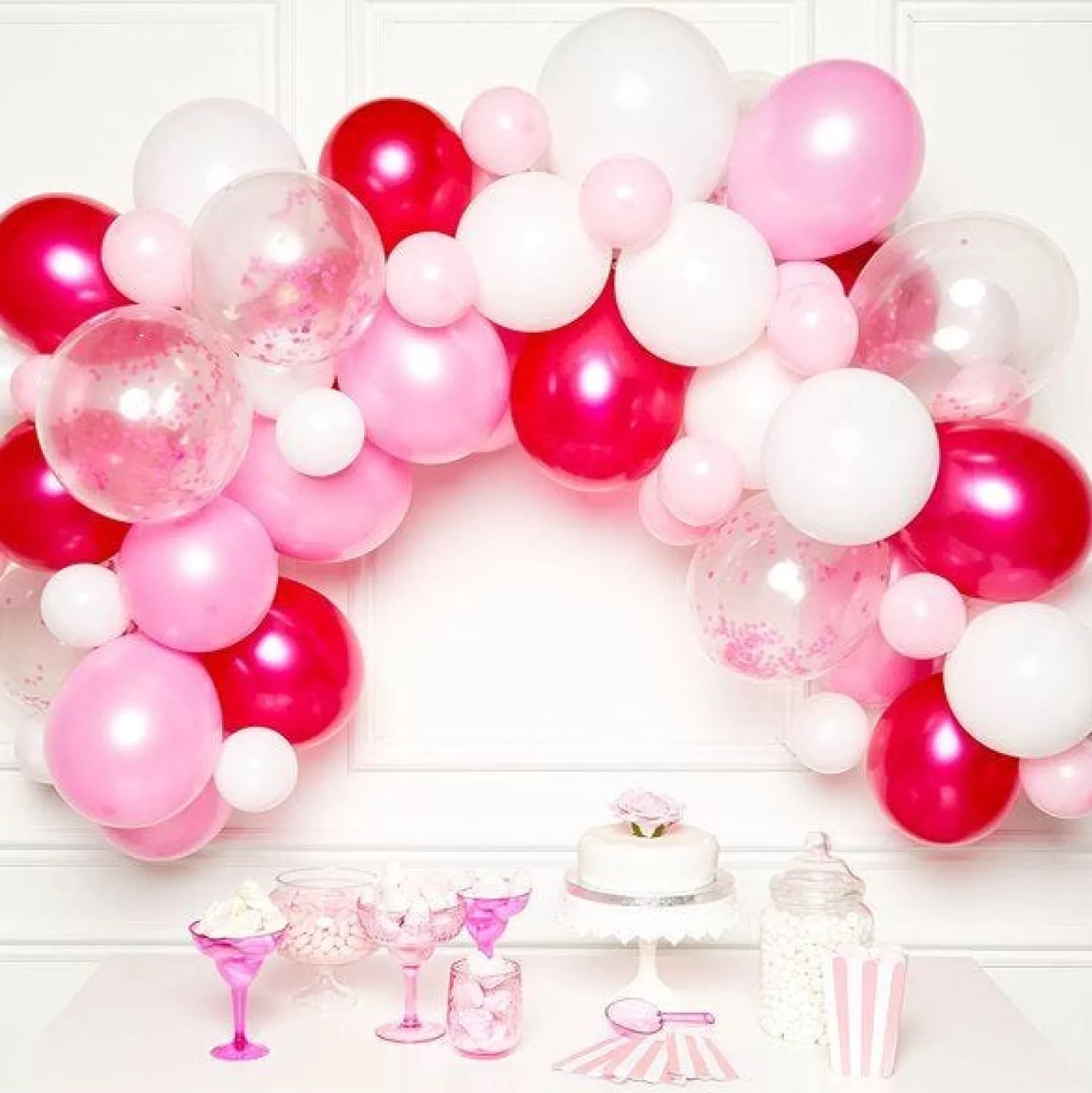 Cheap Party Delights Pink Latex Balloon Arch Garland - 70 Balloons