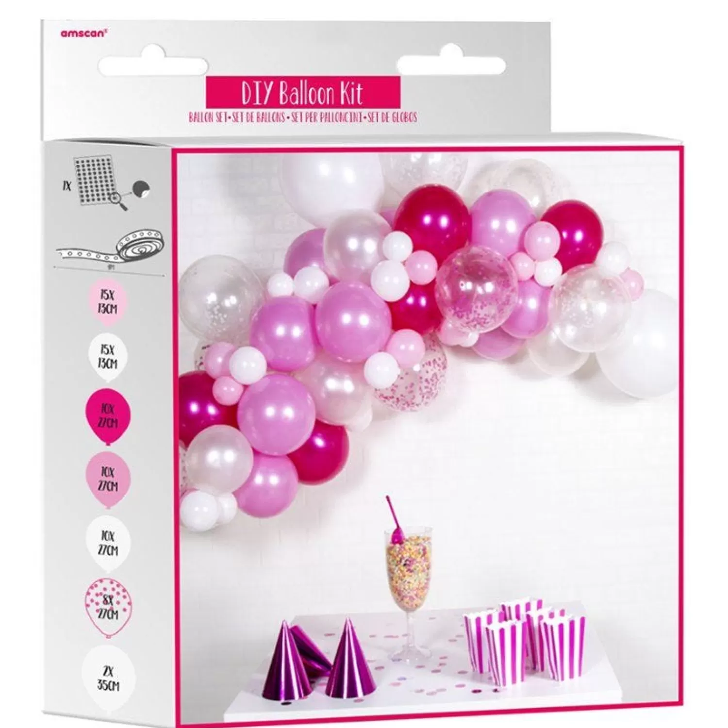 Cheap Party Delights Pink Latex Balloon Arch Garland - 70 Balloons