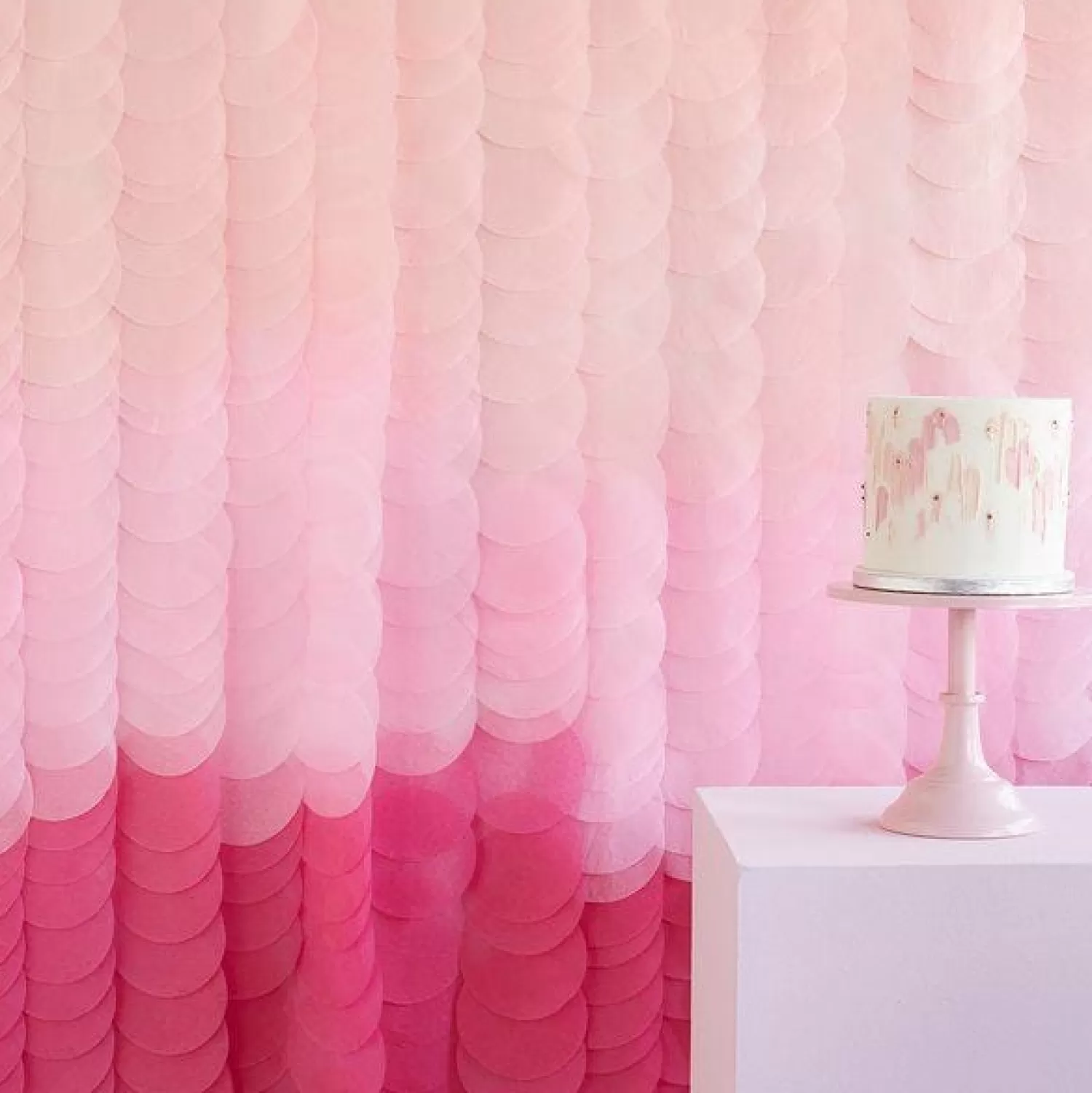 Discount Party Delights Pink Ombre Tissue Paper Discs Backdrop