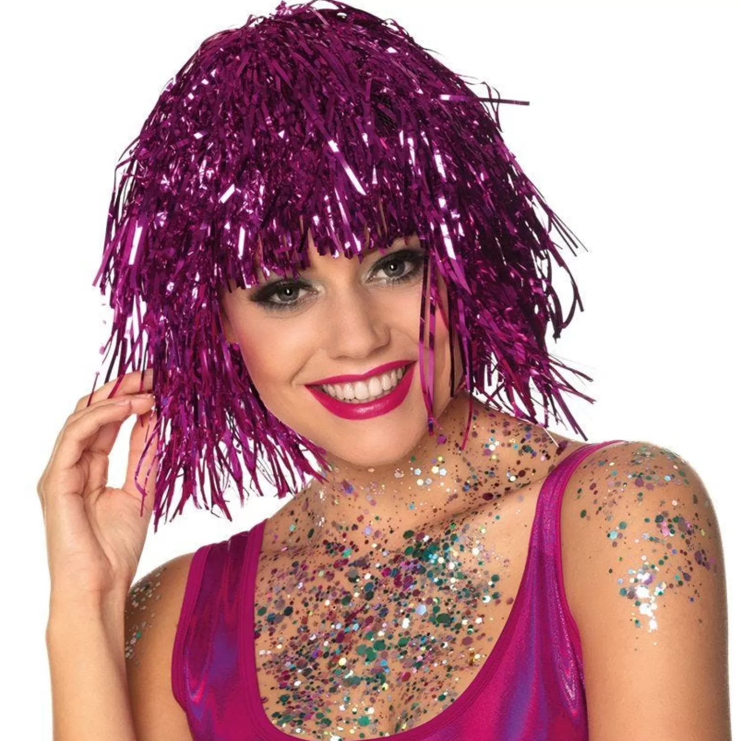 Store Party Delights Pink Tinsel Wig