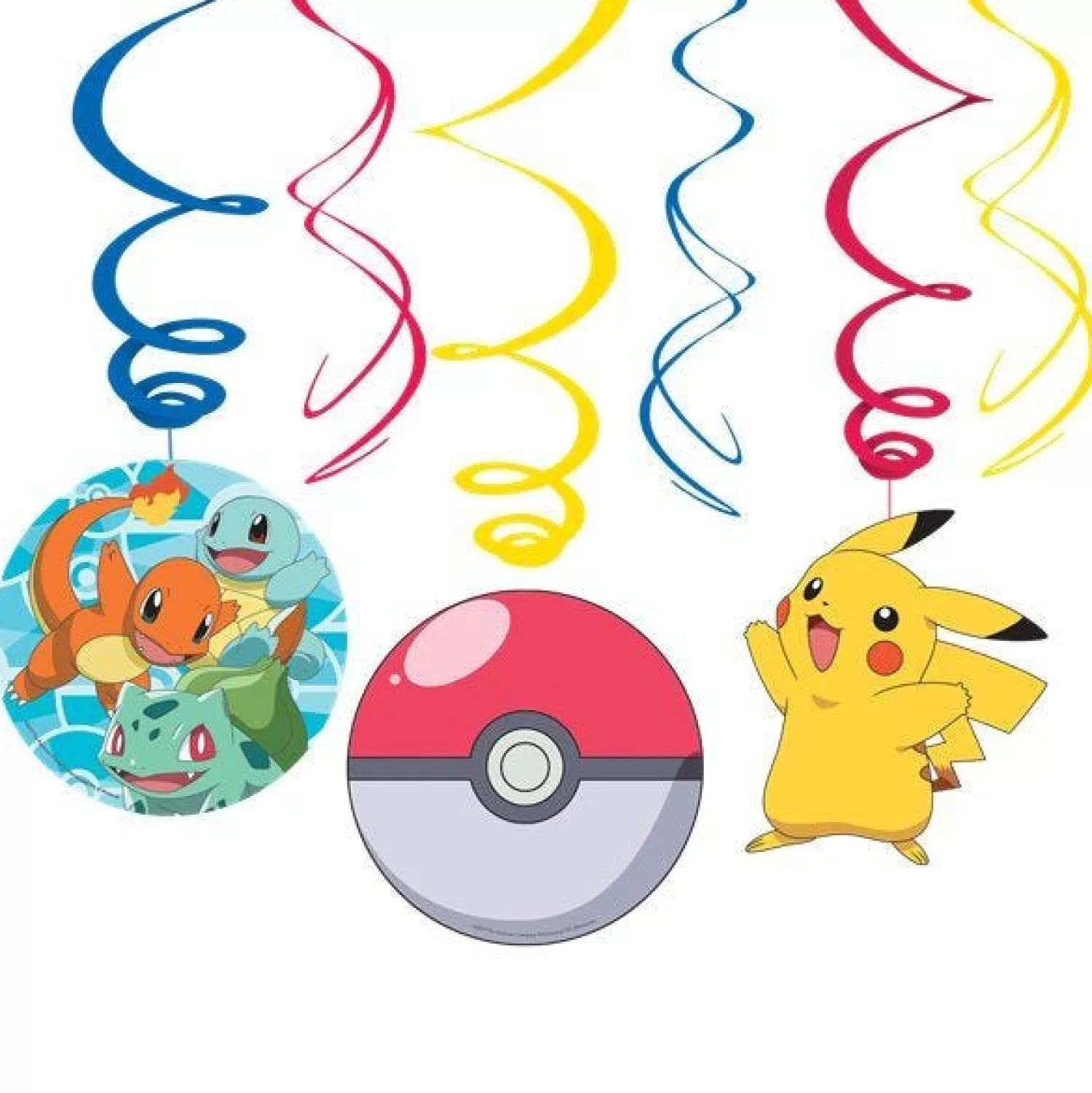 Outlet Party Delights Pokemon Hanging Swirl Decorations (6Pk)