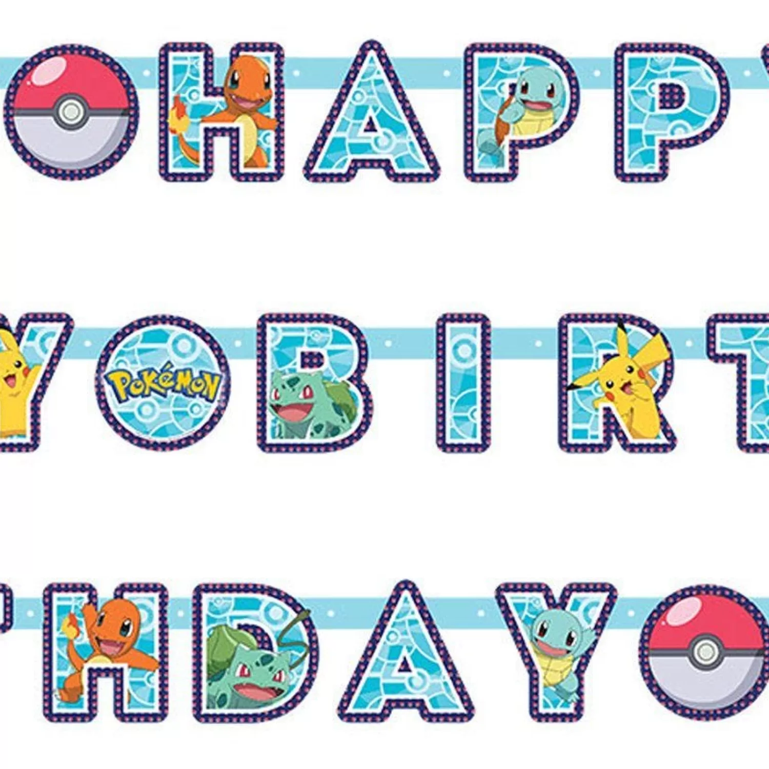 Cheap Party Delights Pokemon 'Happy Birthday' Paper Letter Banner - 2.1M