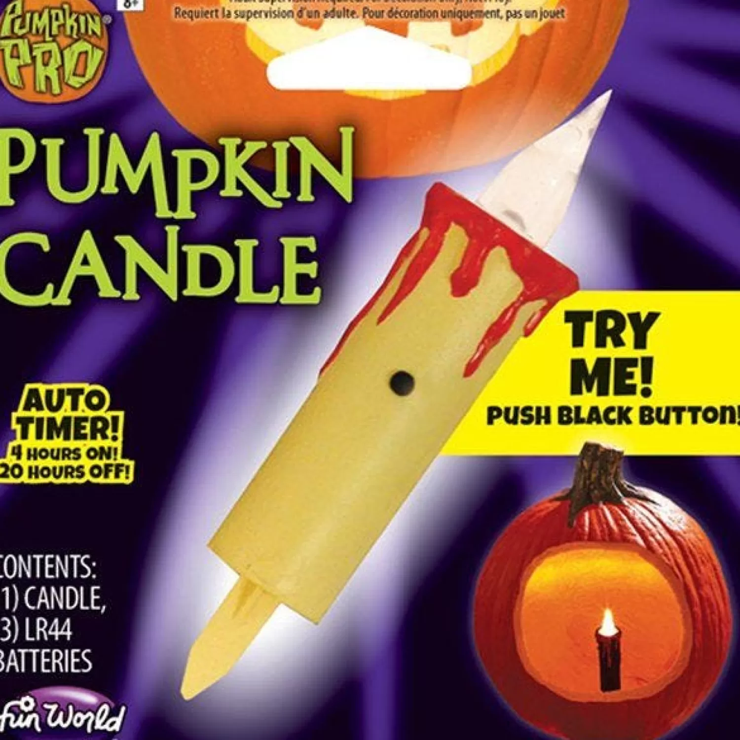 Pumpkin Flickering Candle - 7.6Cm<Party Delights New