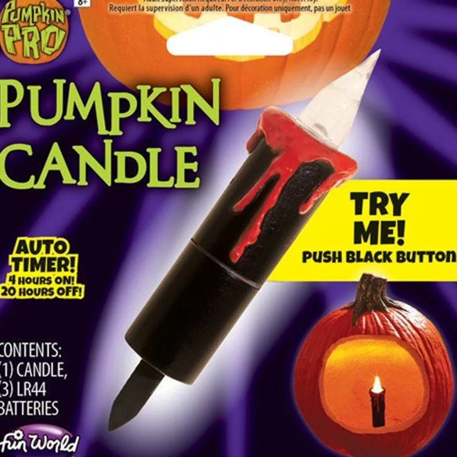 Pumpkin Flickering Candle - 7.6Cm<Party Delights New