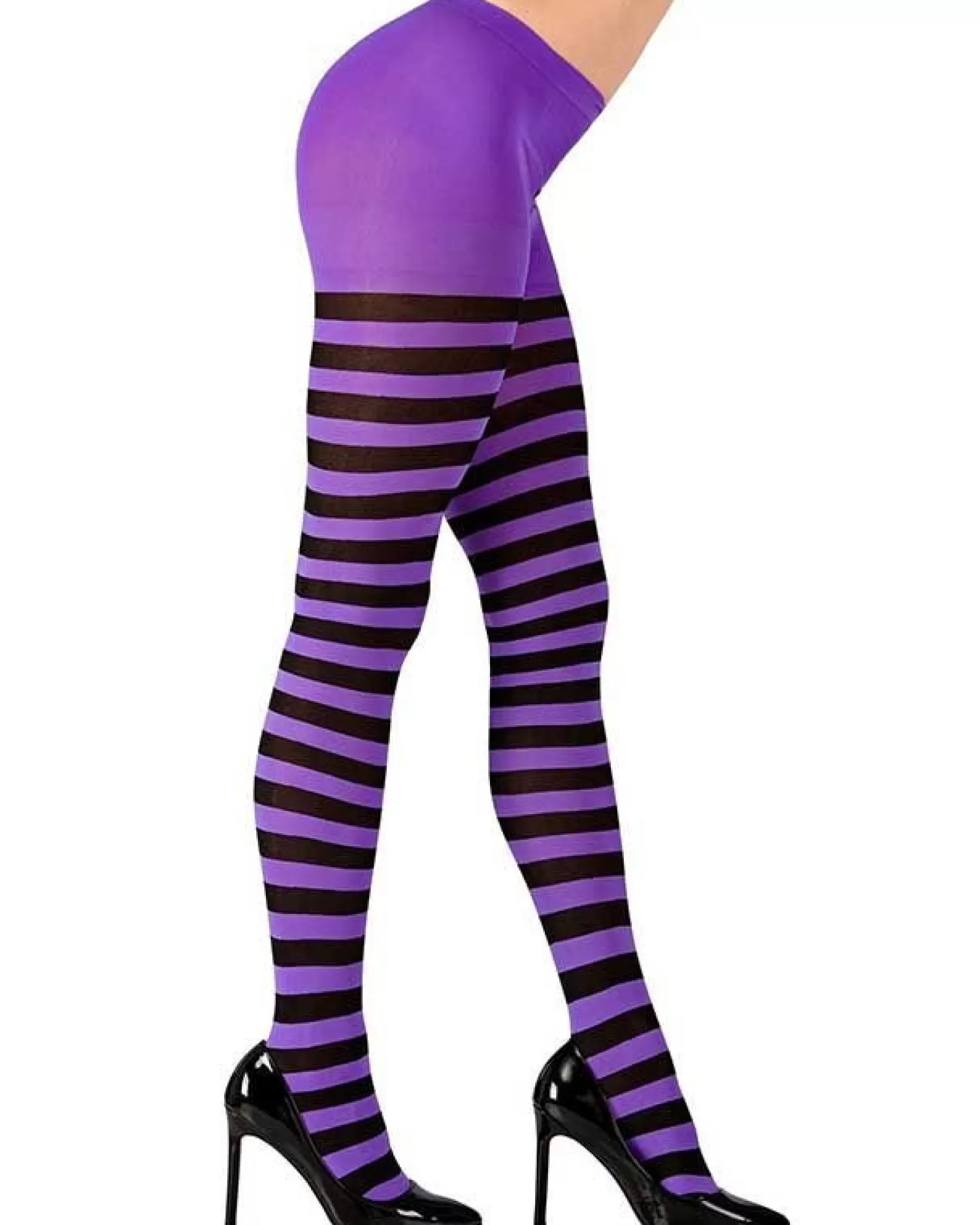 Purple & Black Tights - Adult Plus Size<Party Delights Discount