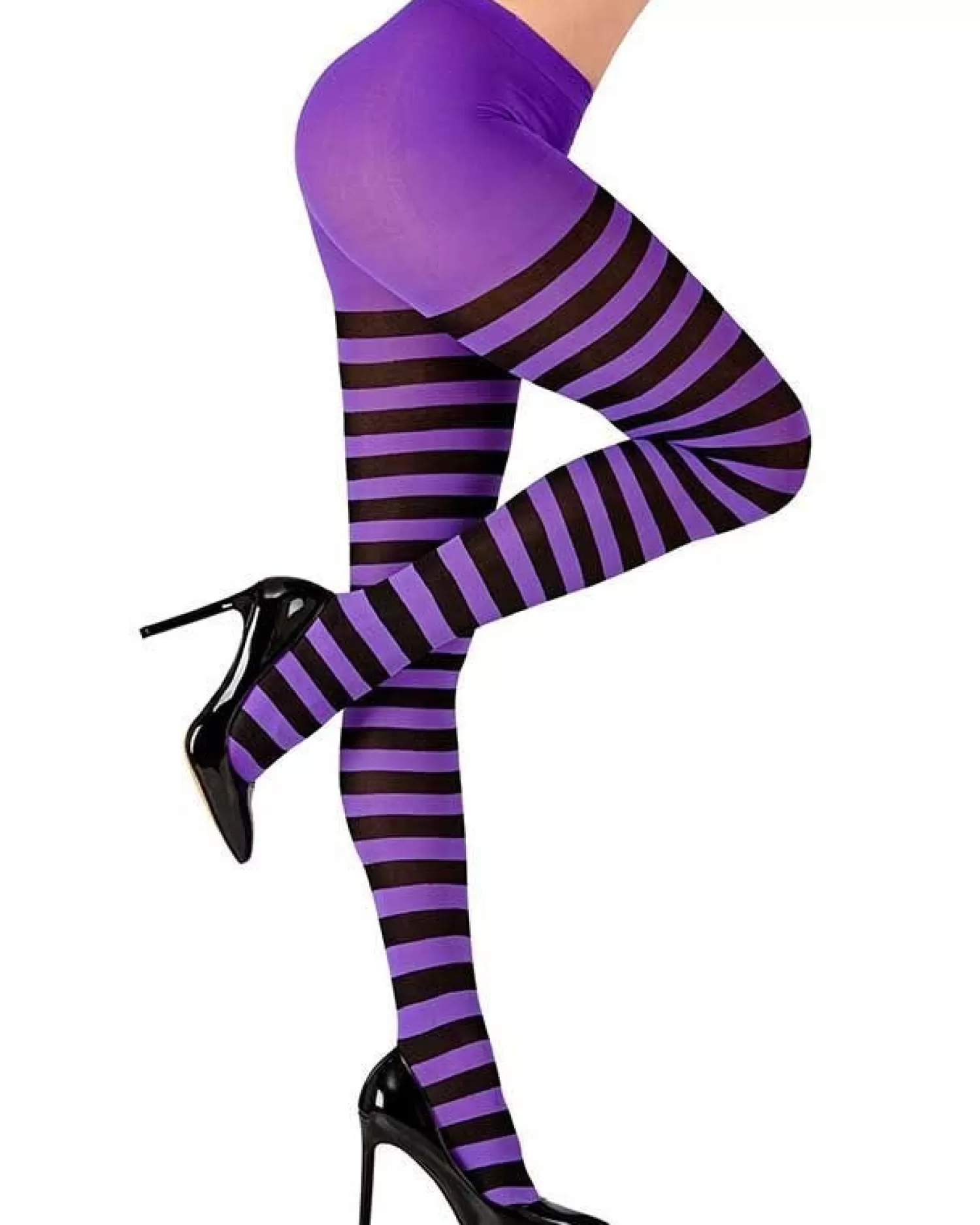 Purple & Black Tights - Adult Plus Size<Party Delights Discount