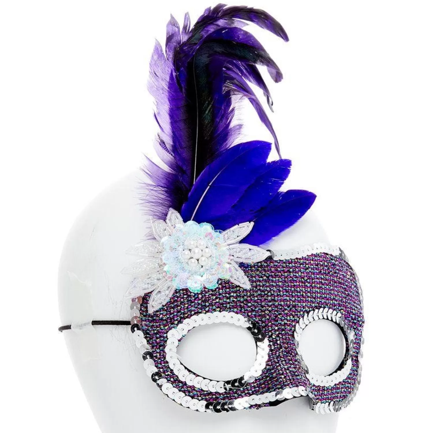 Sale Party Delights Purple Masquerade Mask With Side Feathers