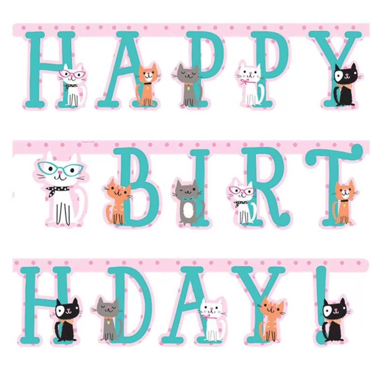 Best Party Delights Purr-Fect Party 'Happy Birthday' Paper Banner - 3M