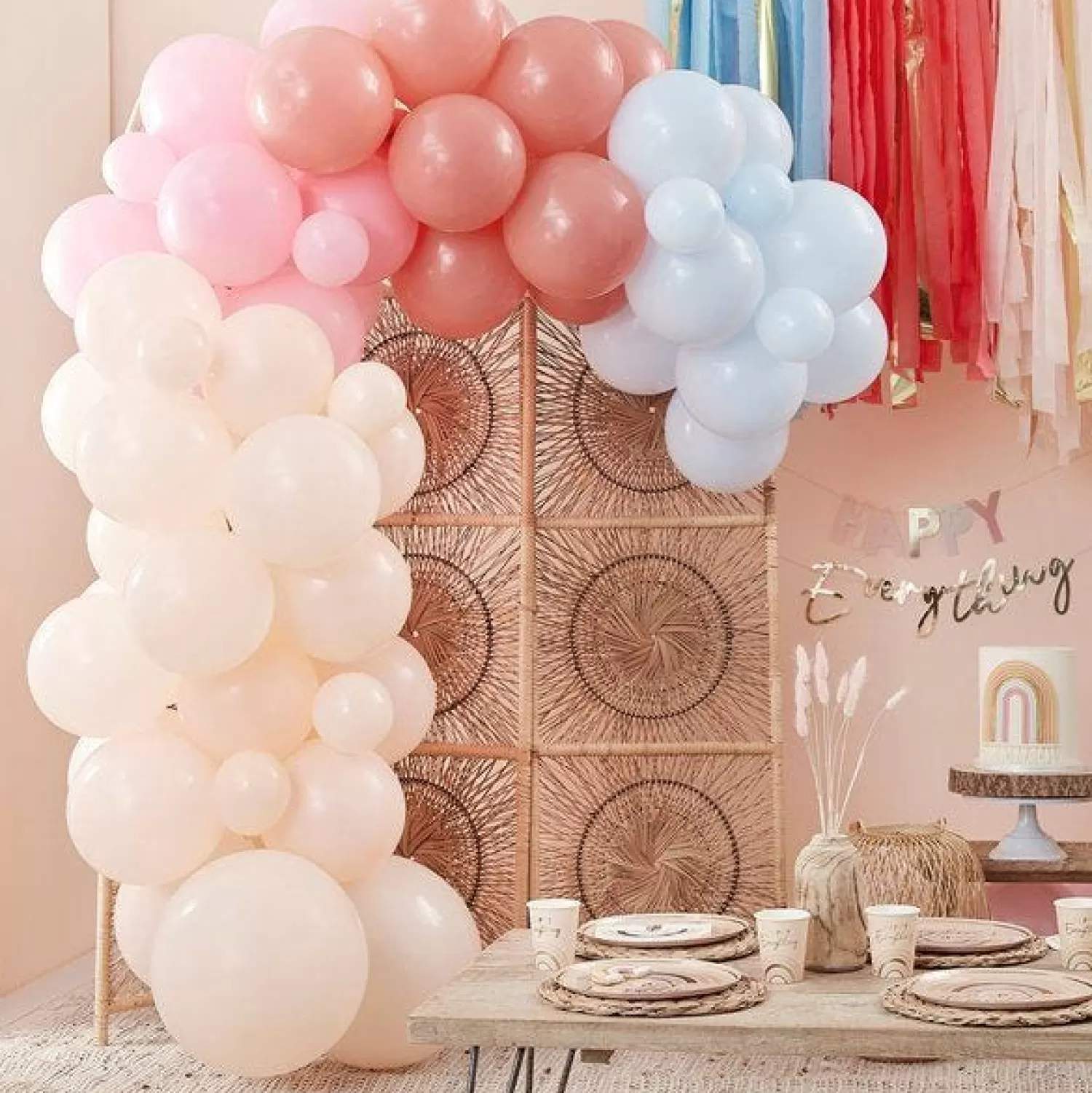 Store Party Delights Rainbow Balloon Arch Backdrop - 75 Balloons