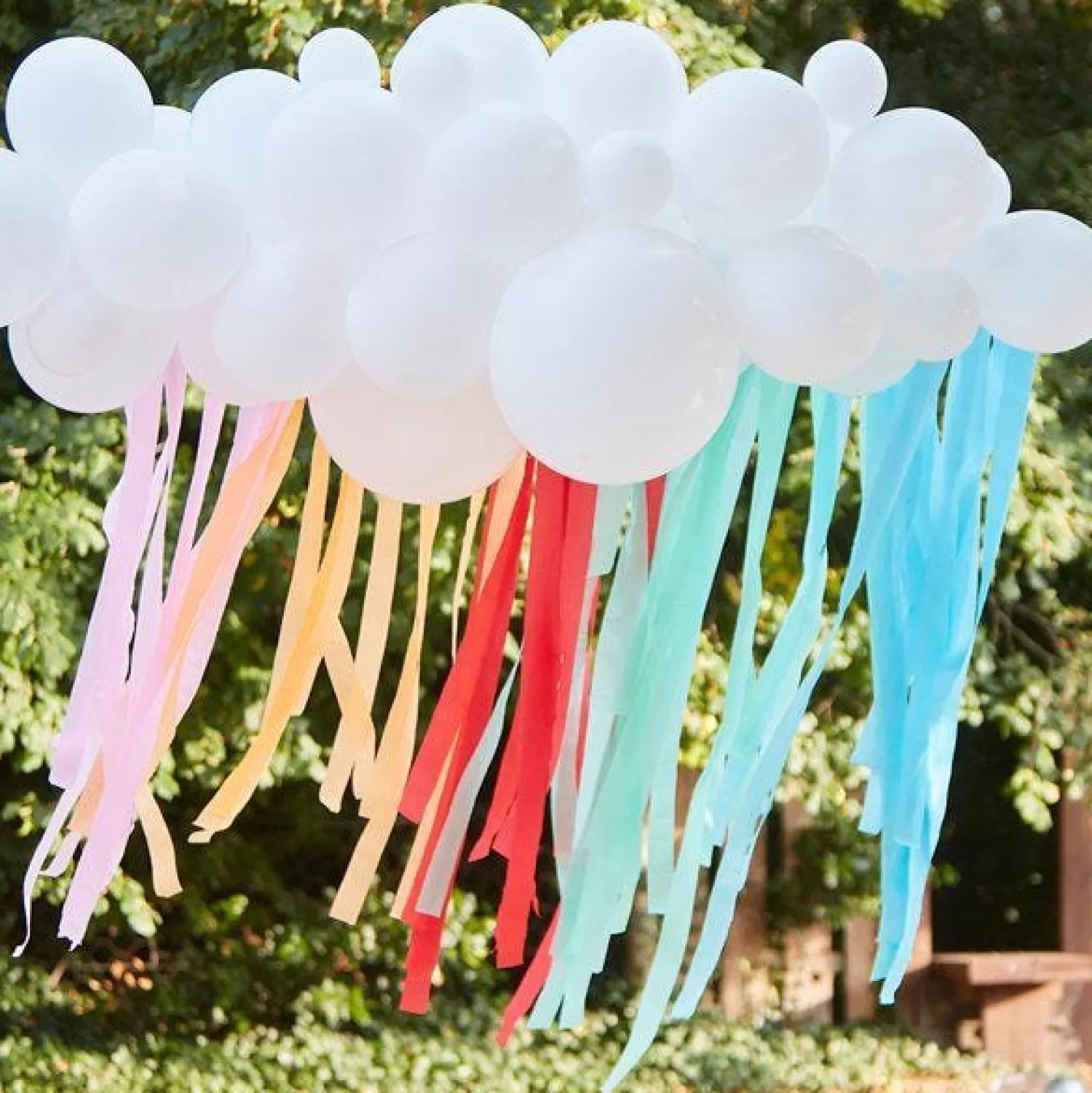 Cheap Party Delights Rainbow Balloon Cloud Backdrop Kit - 40 Balloons