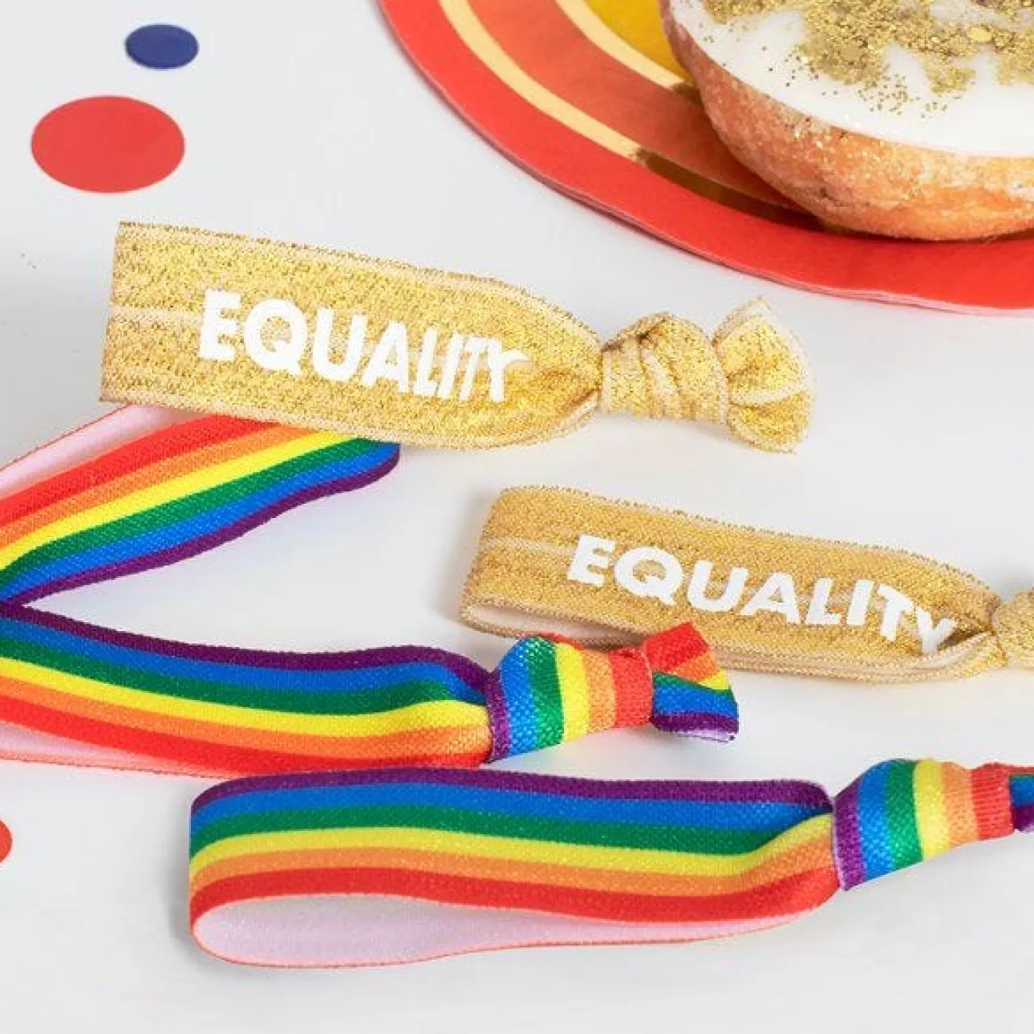 Clearance Party Delights Rainbow Equality Wristbands (5Pk)