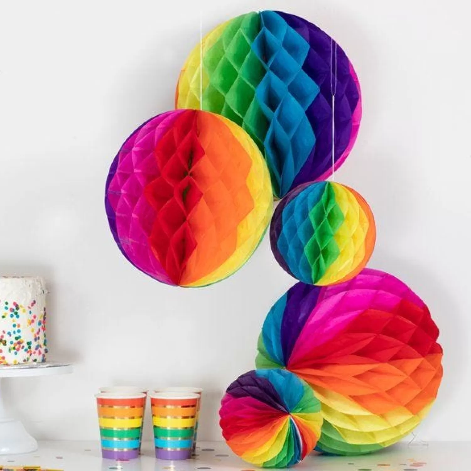 Discount Party Delights Rainbow Honeycombs (5Pk)