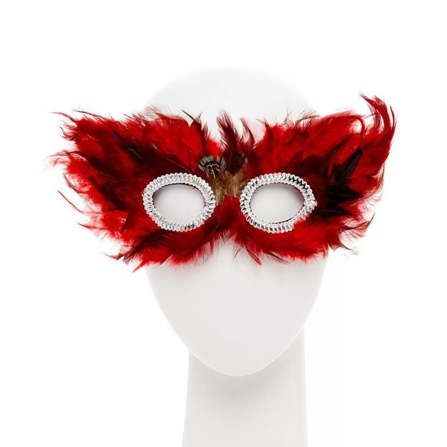 Best Party Delights Red & Black Feather Masquerade Mask