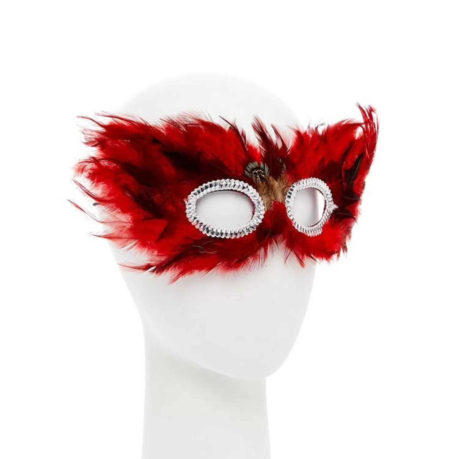 Best Party Delights Red & Black Feather Masquerade Mask