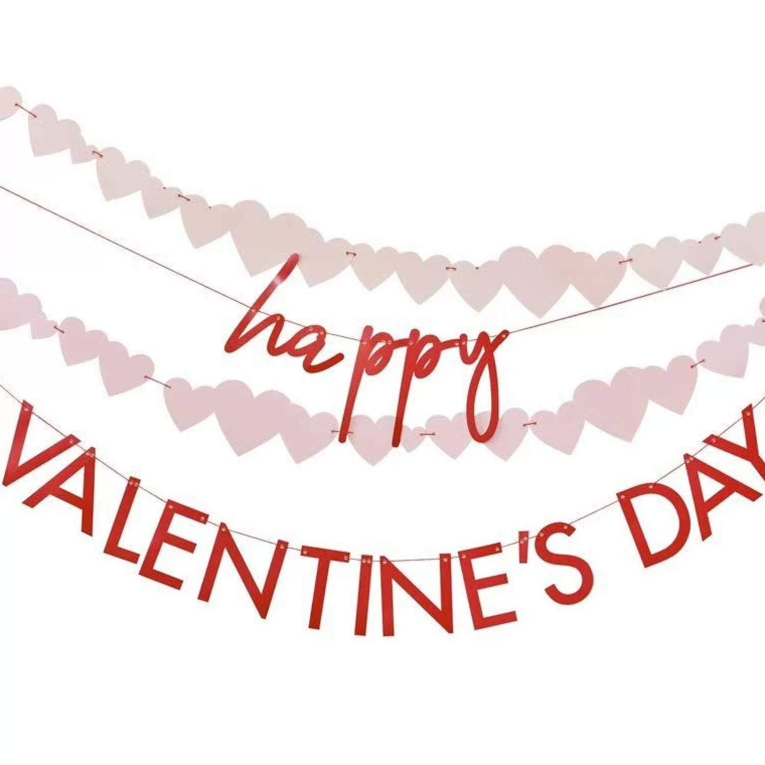 Discount Party Delights Red & Pink Happy Valentines & Heart Paper Banners - 2.5M