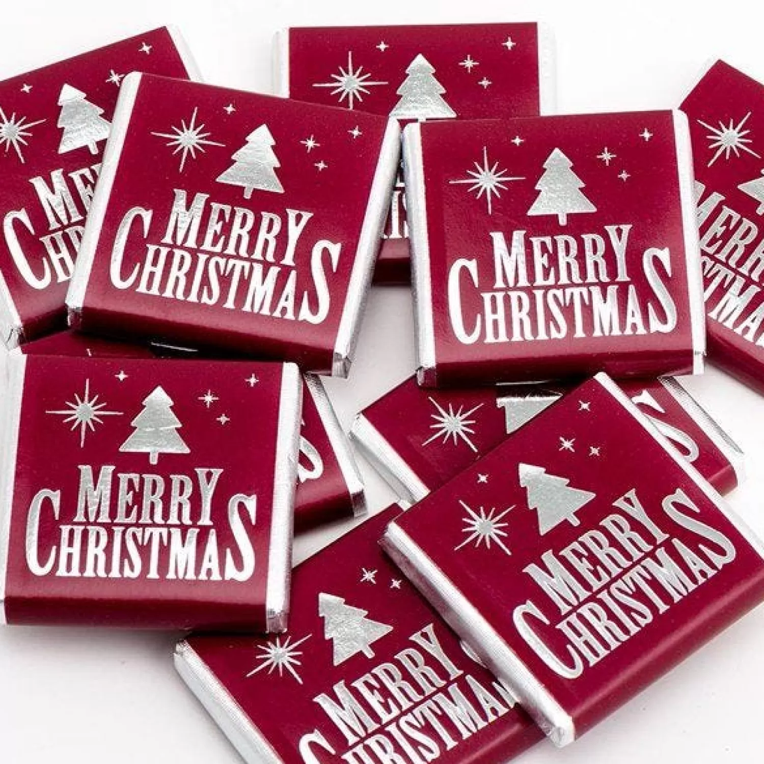 Red & Silver Merry Christmas Chocolate Neapolitans X50<Party Delights Shop