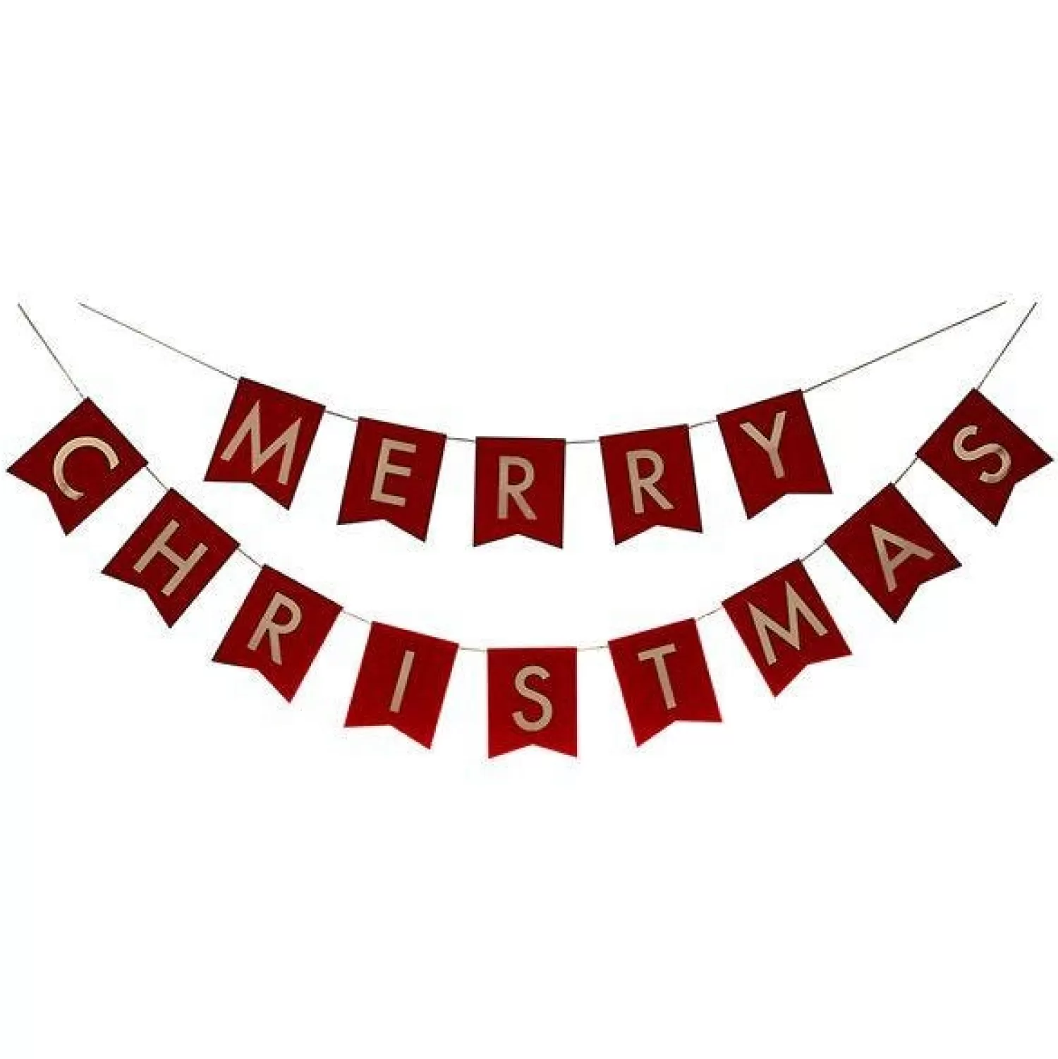 Red Merry Christmas Velvet Bunting - 2M<Party Delights Hot