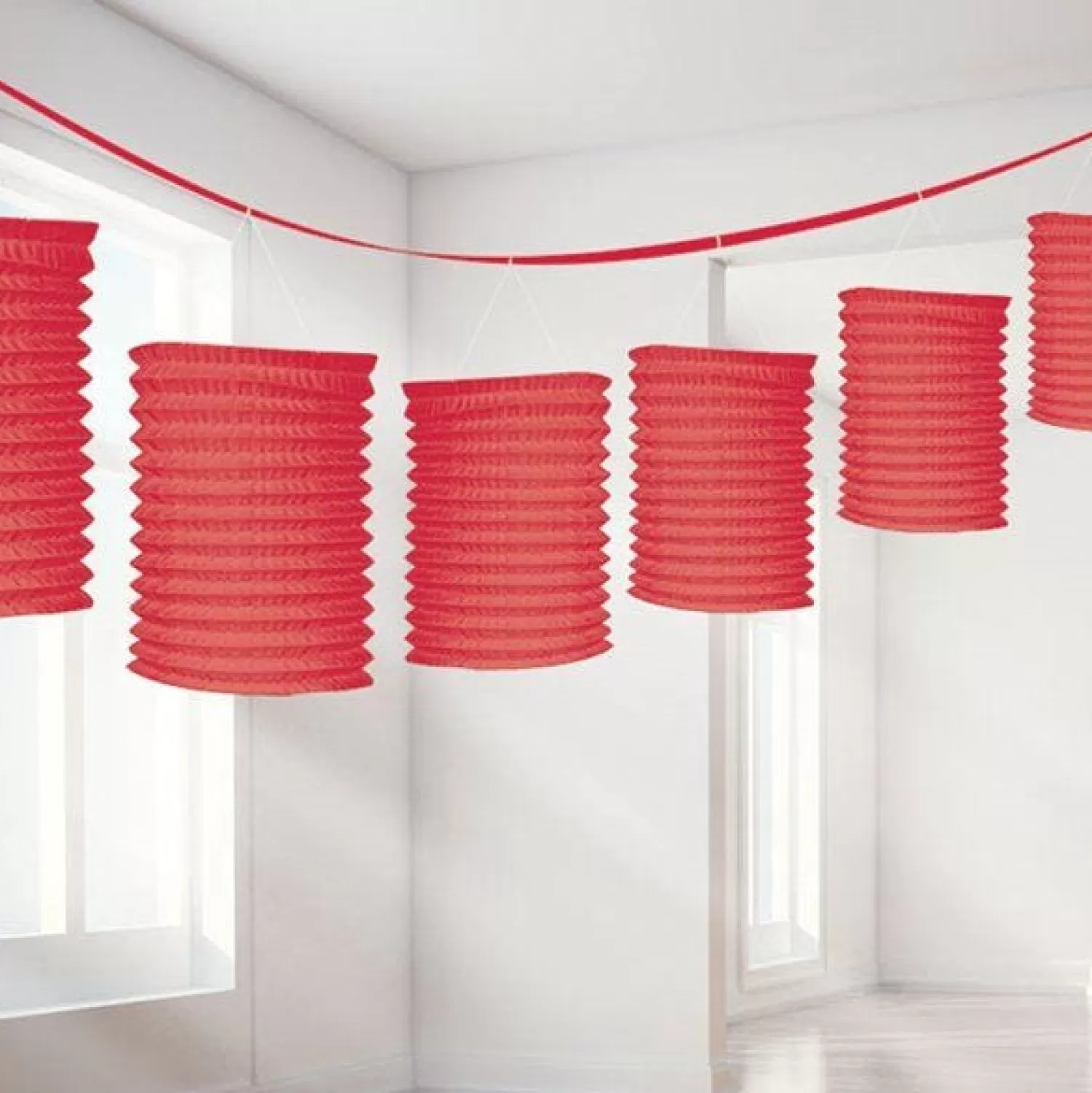 New Party Delights Red Paper Lantern Garland Decoration - 3.7M