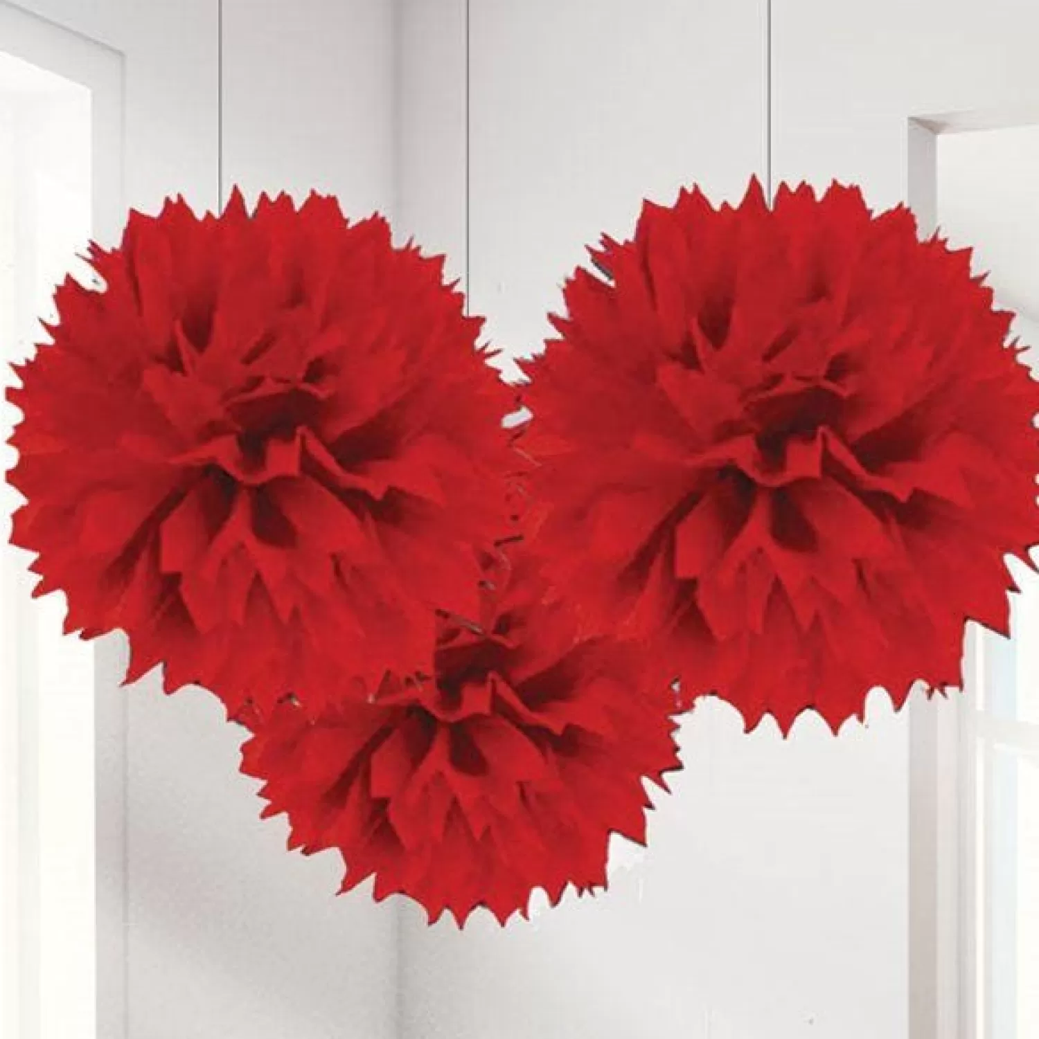 Cheap Party Delights Red Pom Pom Decorations - 40Cm (3Pk)