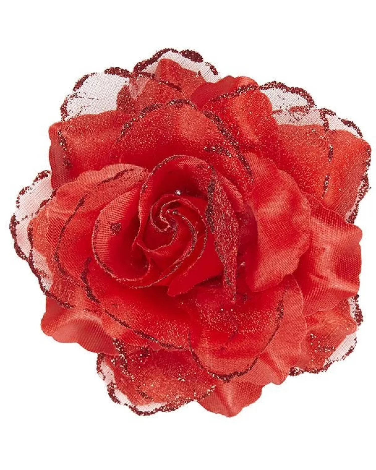 Red Rose Hair Clip With Glitter<Party Delights Sale