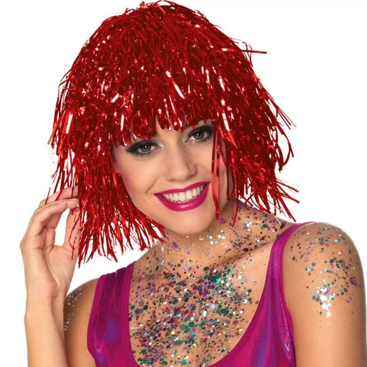 Flash Sale Party Delights Red Tinsel Wig