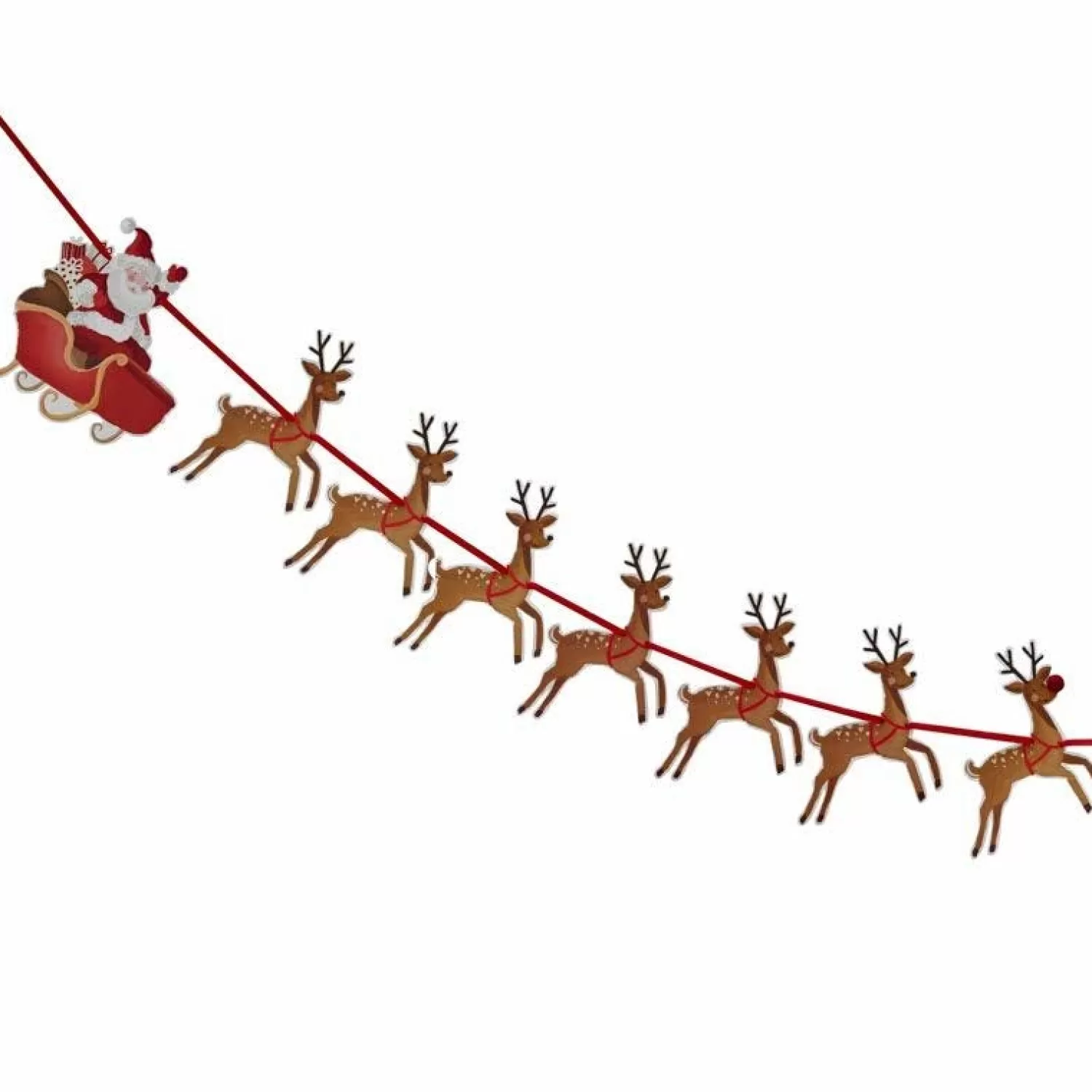 Cheap Party Delights Reindeer & Santa Sleigh Christmas Bunting - 1.8M