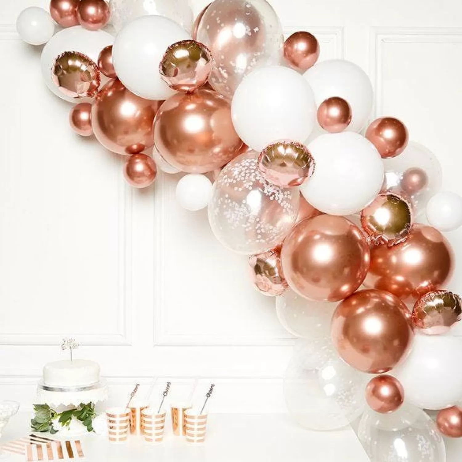 Discount Party Delights Rose Gold Balloon Arch Garland - 66 Balloons