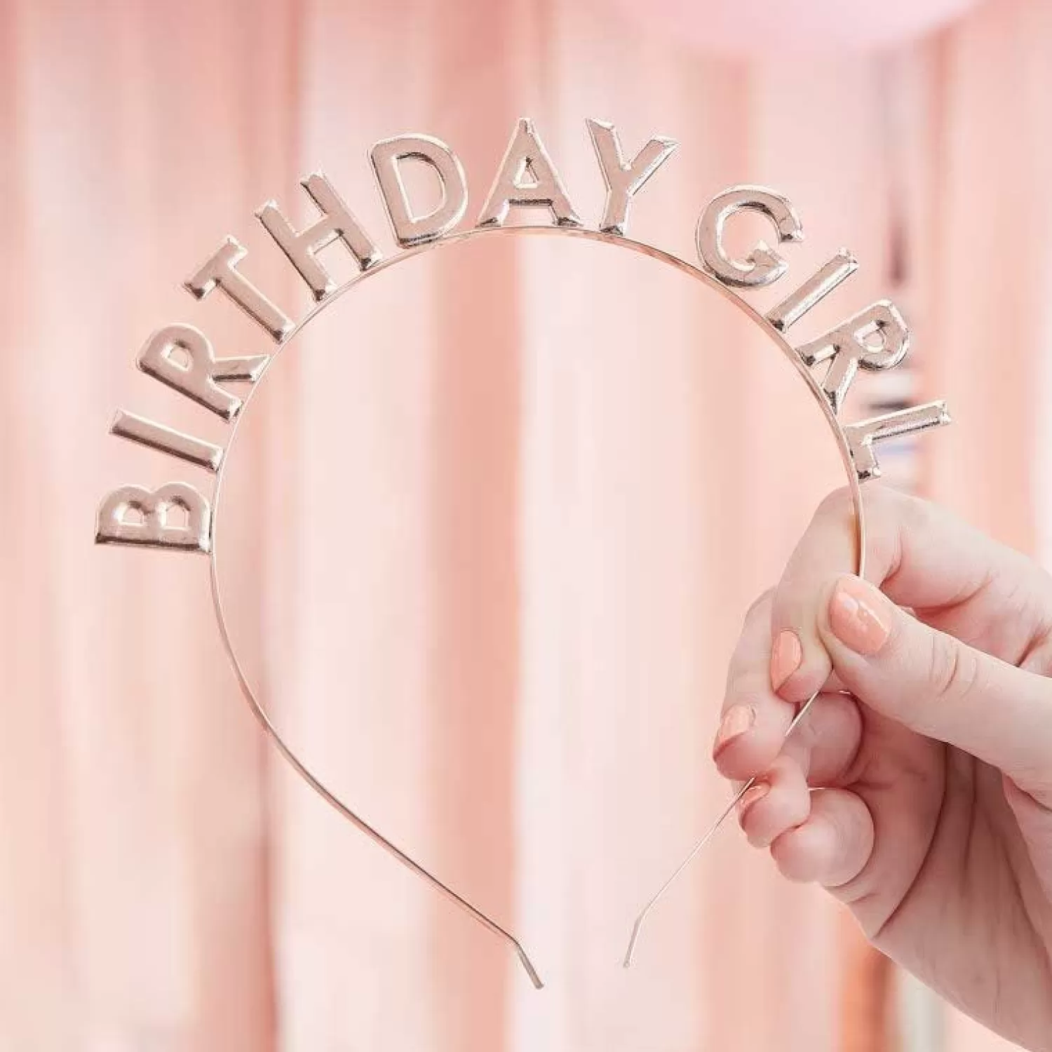 Online Party Delights Rose Gold Birthday Girl Metal Headband