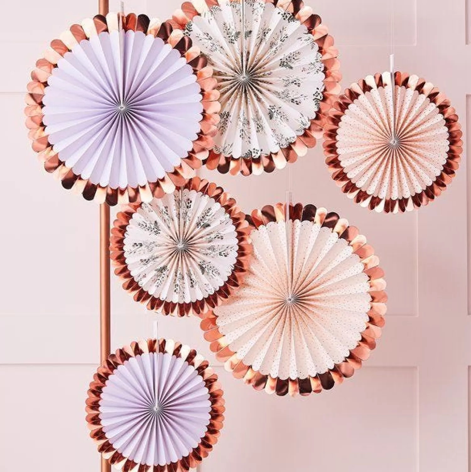 Flash Sale Party Delights Rose Gold Floral Fan Decoration Kit (6Pk)