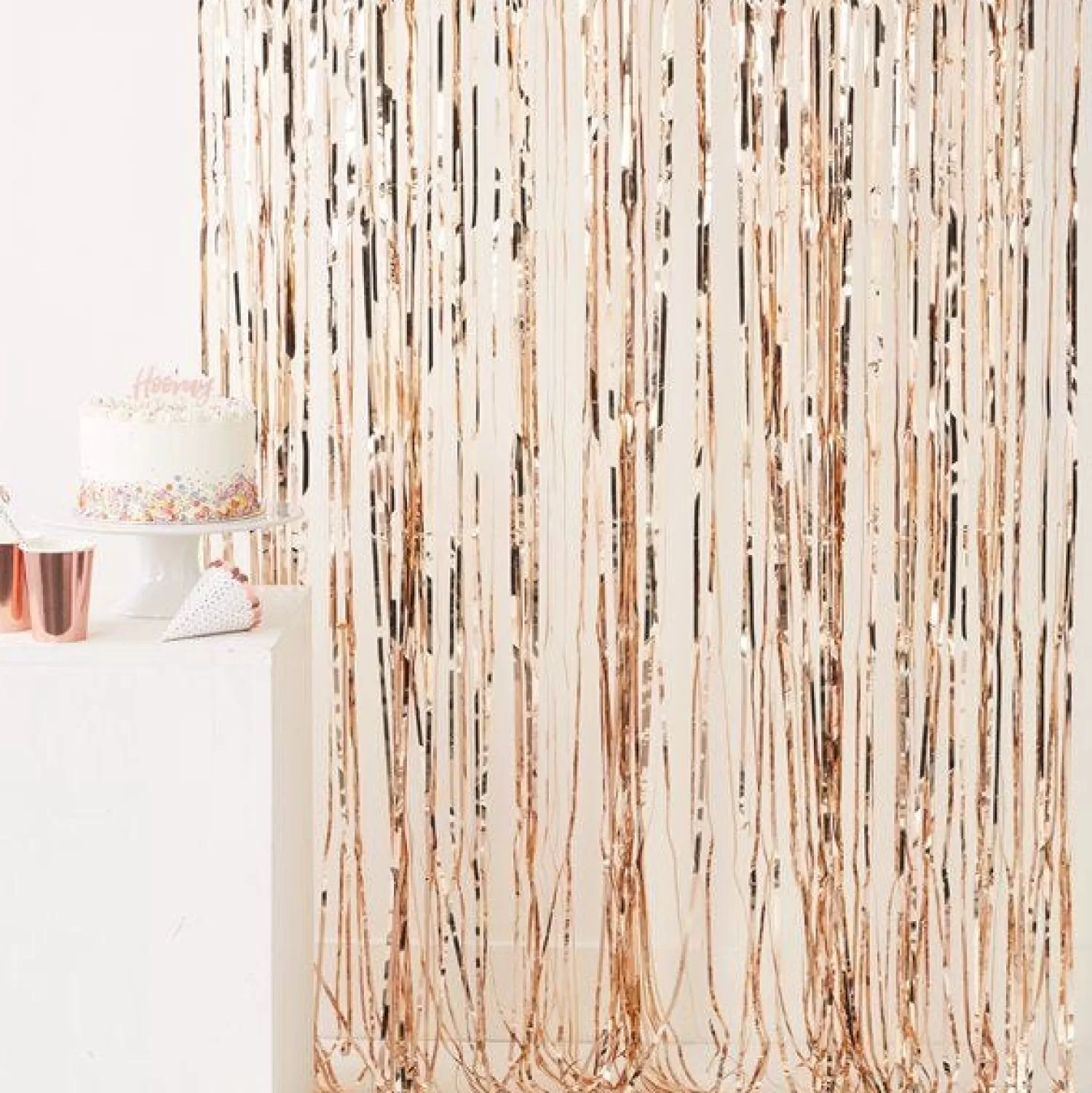 Best Sale Party Delights Rose Gold Foil Curtain - 2.5M X 1M