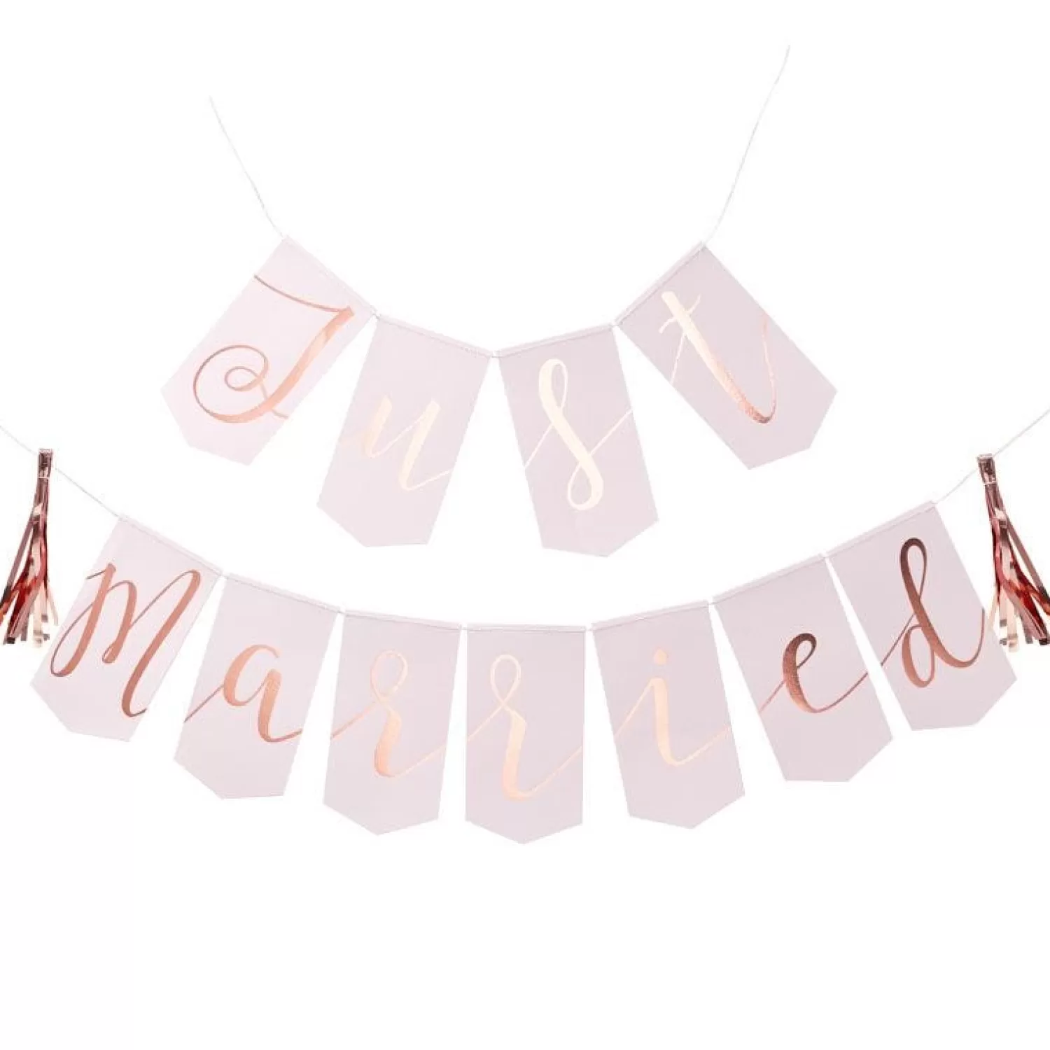 Clearance Party Delights Rose Gold Just Married Paper Flag Bunting - 1.5M