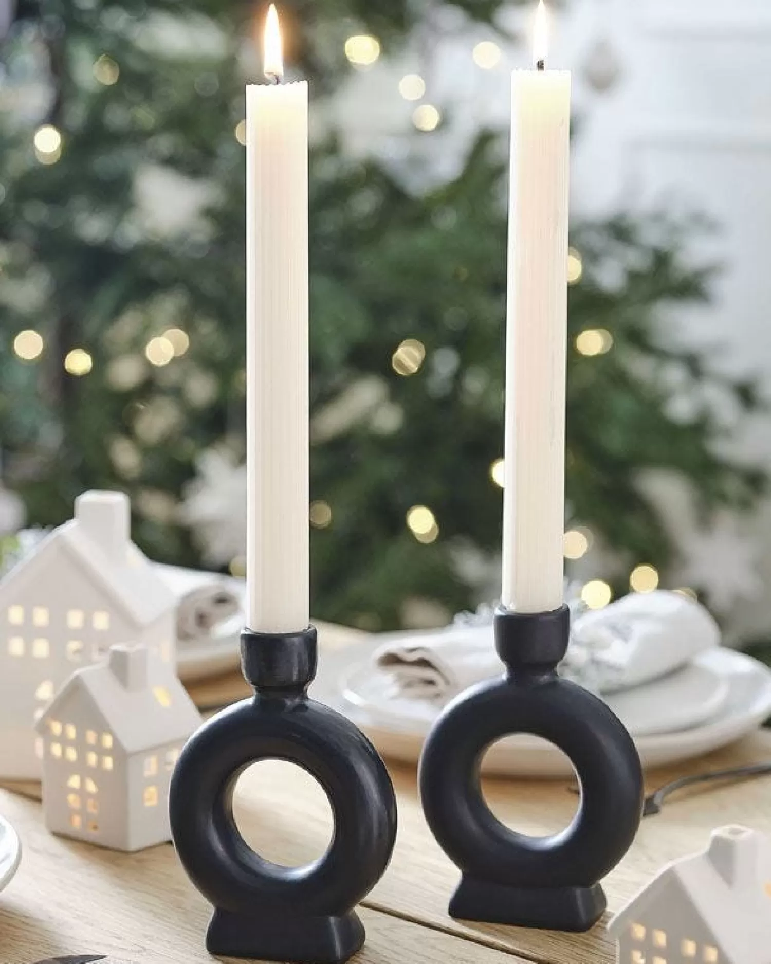 Round Ceramic Dinner Candle Holders (2Pk)<Party Delights Outlet