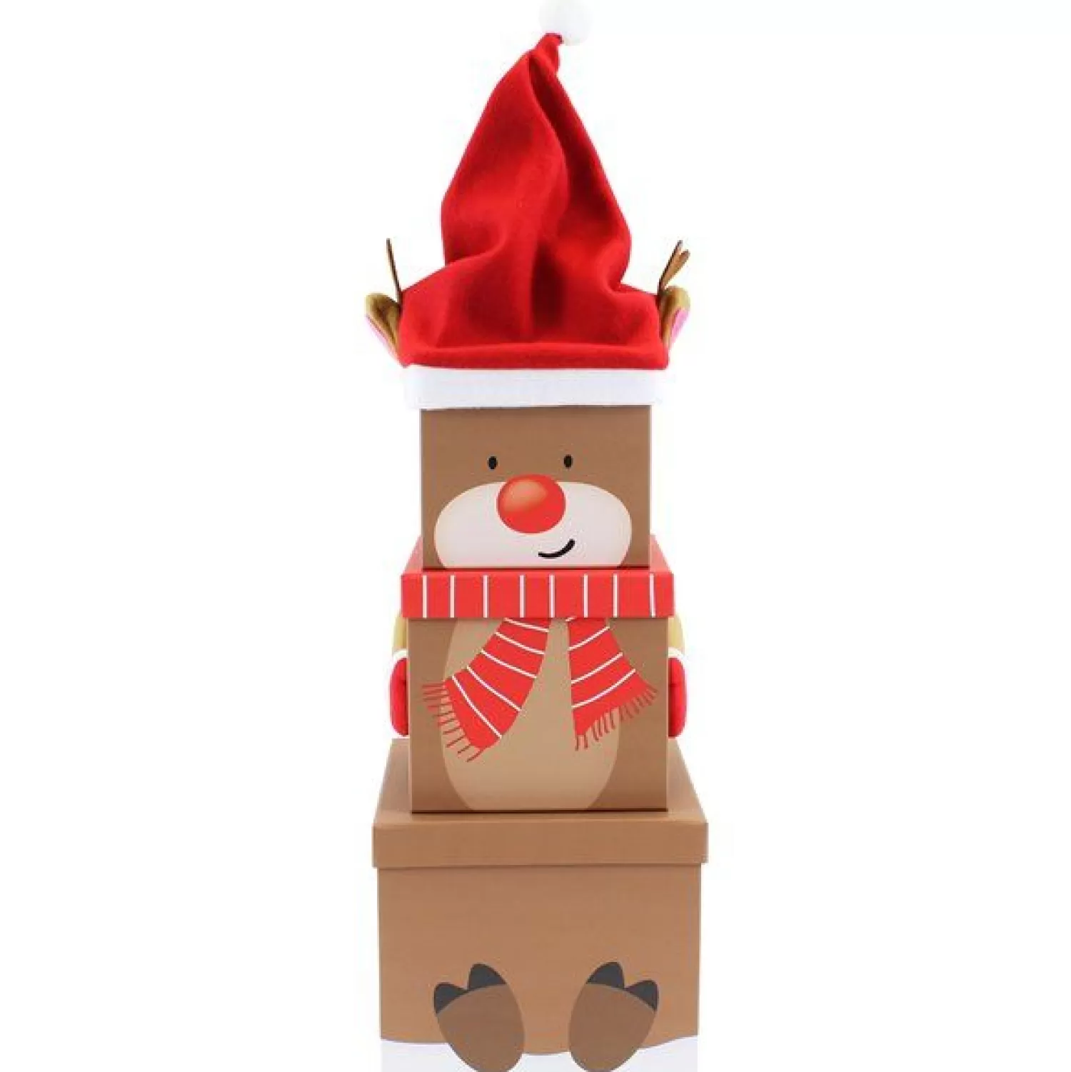 Rudolph Plush Extra Large Stacking Boxes - 52Cm (3Pk)<Party Delights Shop