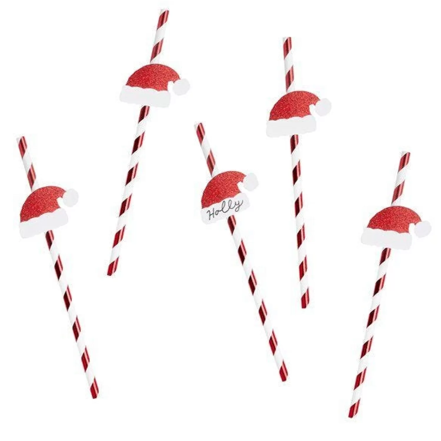 Santa Hat Red & White Stripe Paper Straws (20Pk)<Party Delights Online