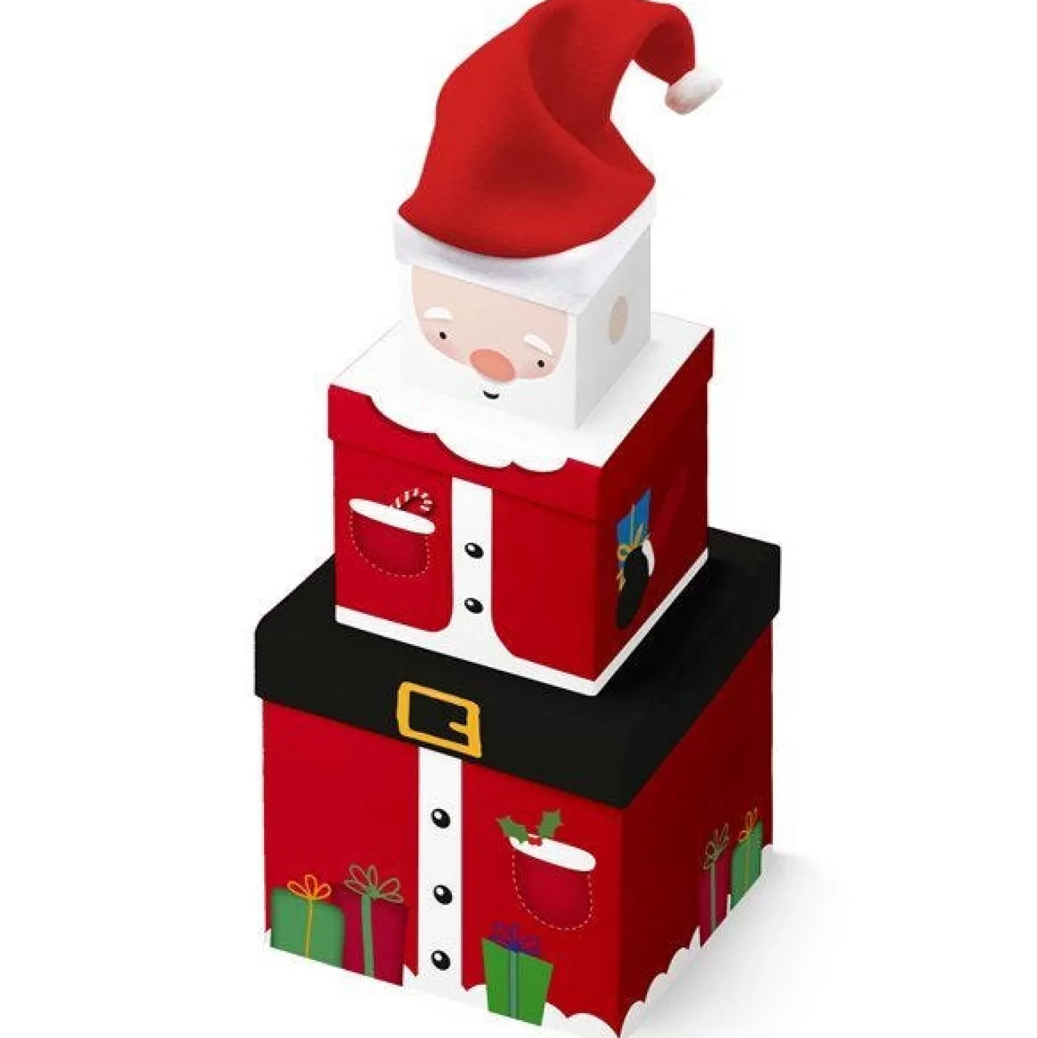 Santa Plush Stacking Boxes - 35Cm<Party Delights Sale